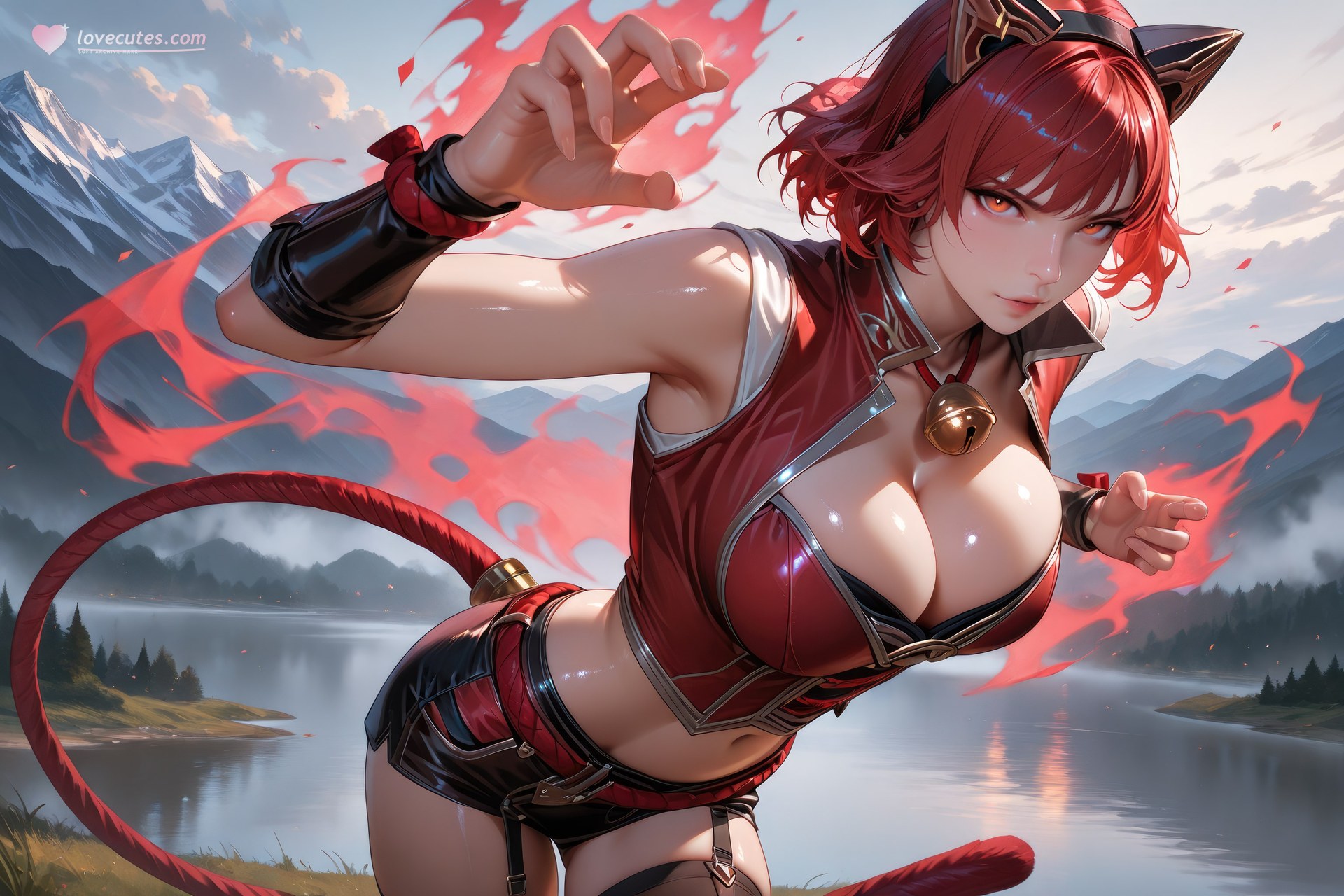 AI Generated Anime Girl - Douluo Dalu Catgirl black stockings, bodysuit, swimsuit, bikini, wet-look styling AI Beauty Gallery 752P
