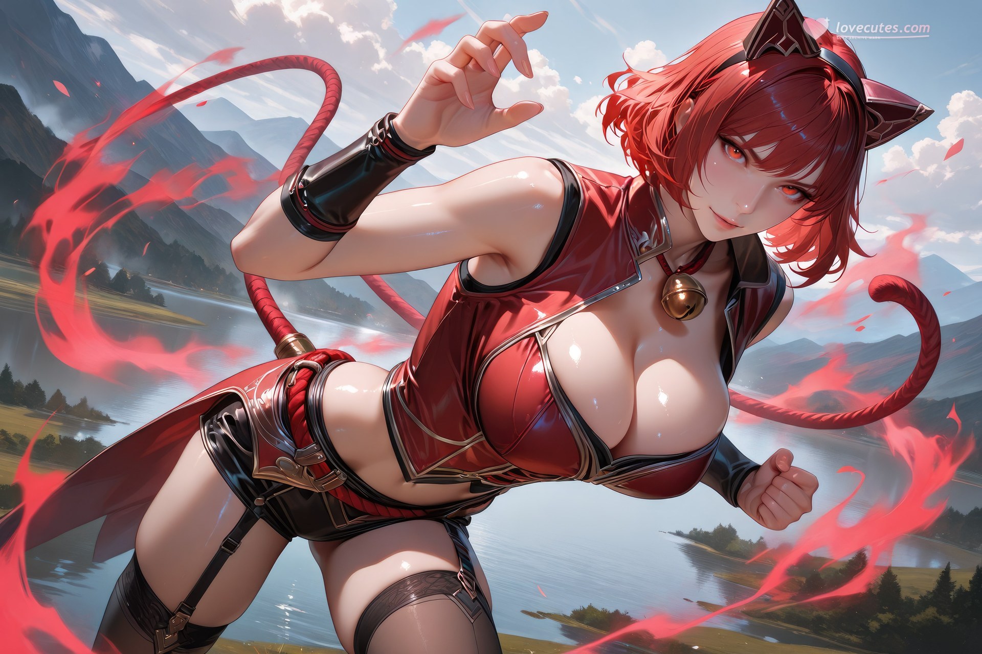 AI Generated Anime Girl - 斗羅大陸 貓女：黑絲緊身衣泳裝比基尼濕身角色圖集 752P