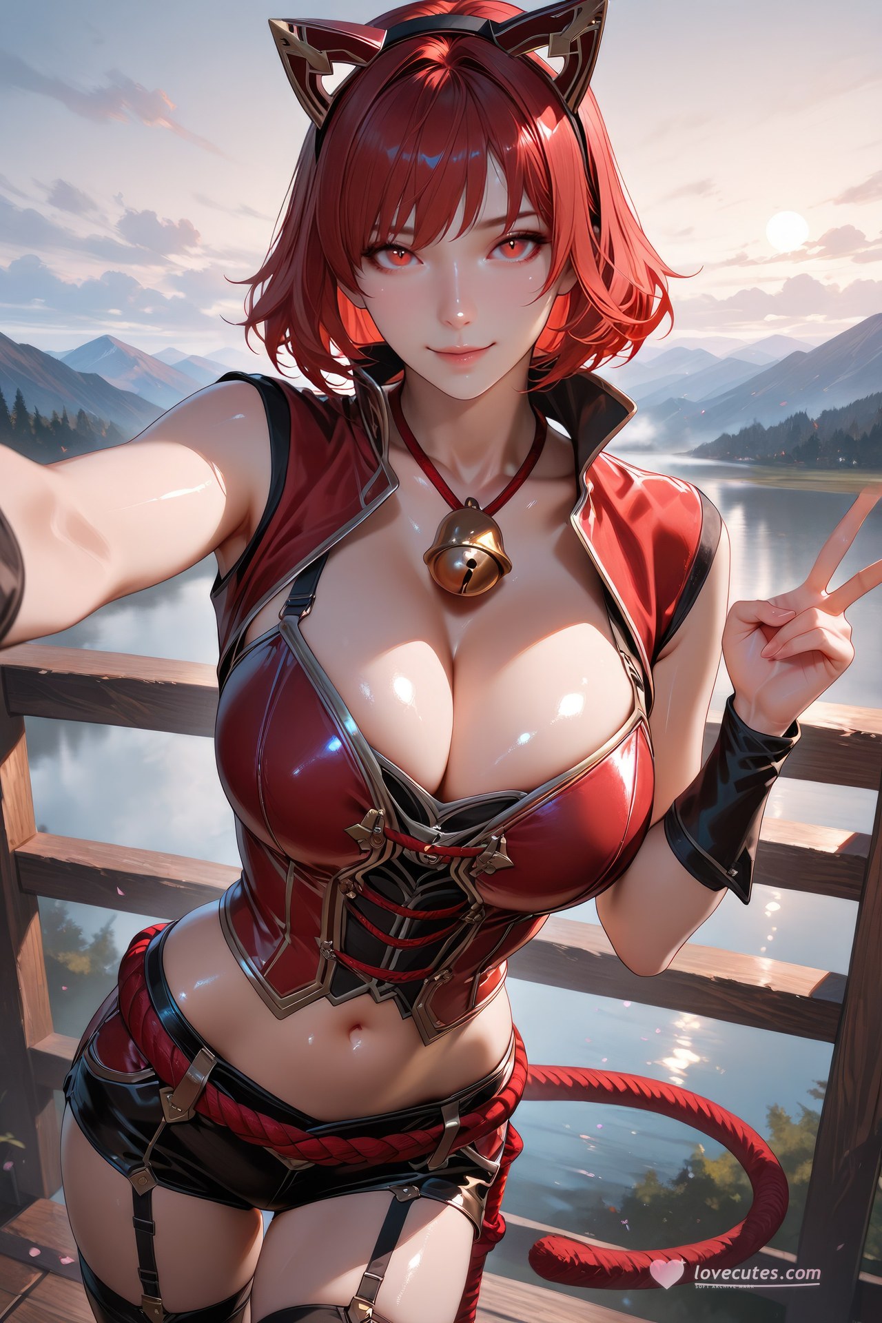 AI Generated Anime Girl - Douluo Dalu Catgirl 블랙 스타킹, 바디수트, 수영복, 비키니, 젖은 연출 AI 이미지 갤러리 752P