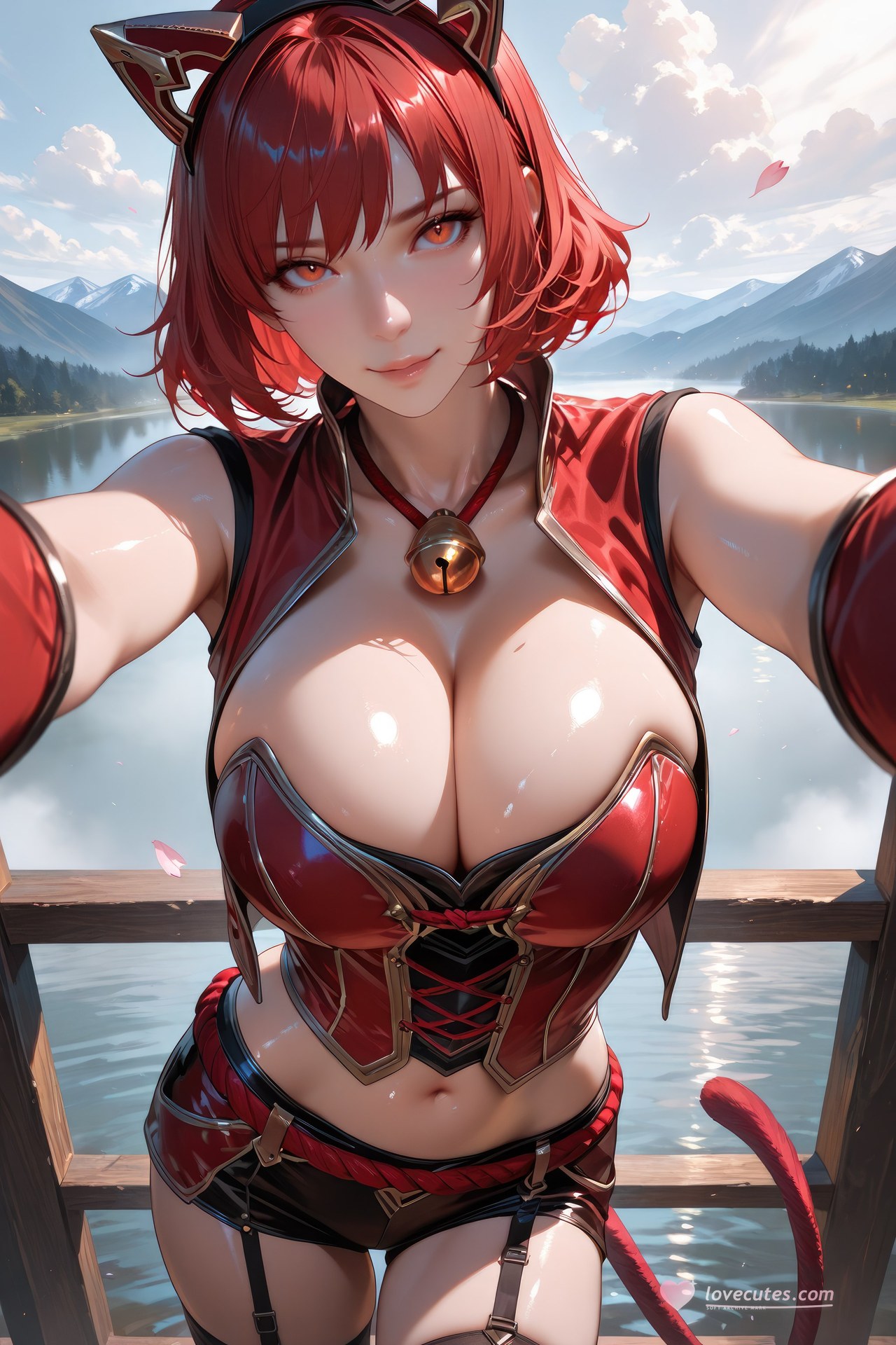 AI Generated Anime Girl - Douluo Dalu Catgirl 블랙 스타킹, 바디수트, 수영복, 비키니, 젖은 연출 AI 이미지 갤러리 752P