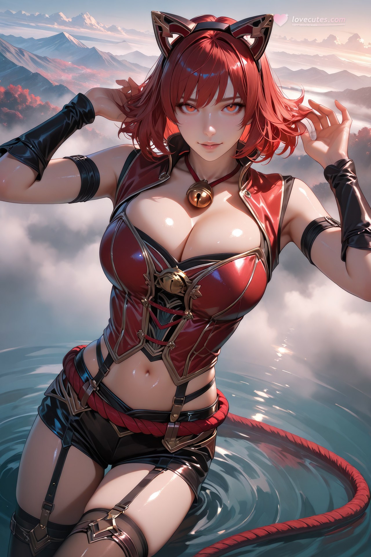 AI Generated Anime Girl - 斗罗大陆 猫女：黑丝紧身衣泳装比基尼湿身角色图集 752P