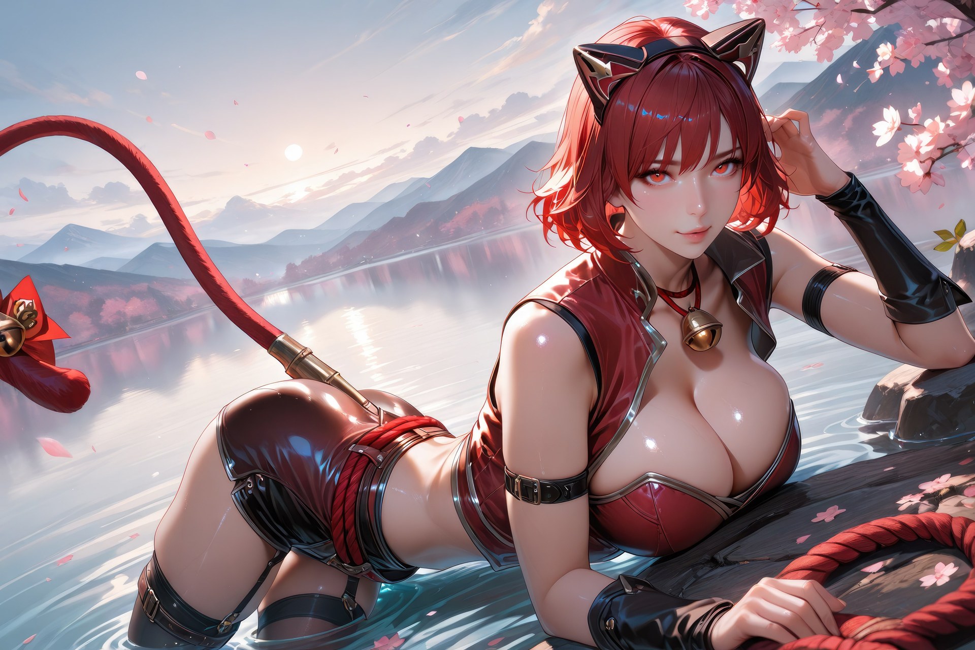AI Generated Anime Girl - 斗罗大陆 猫女：黑丝紧身衣泳装比基尼湿身角色图集 752P