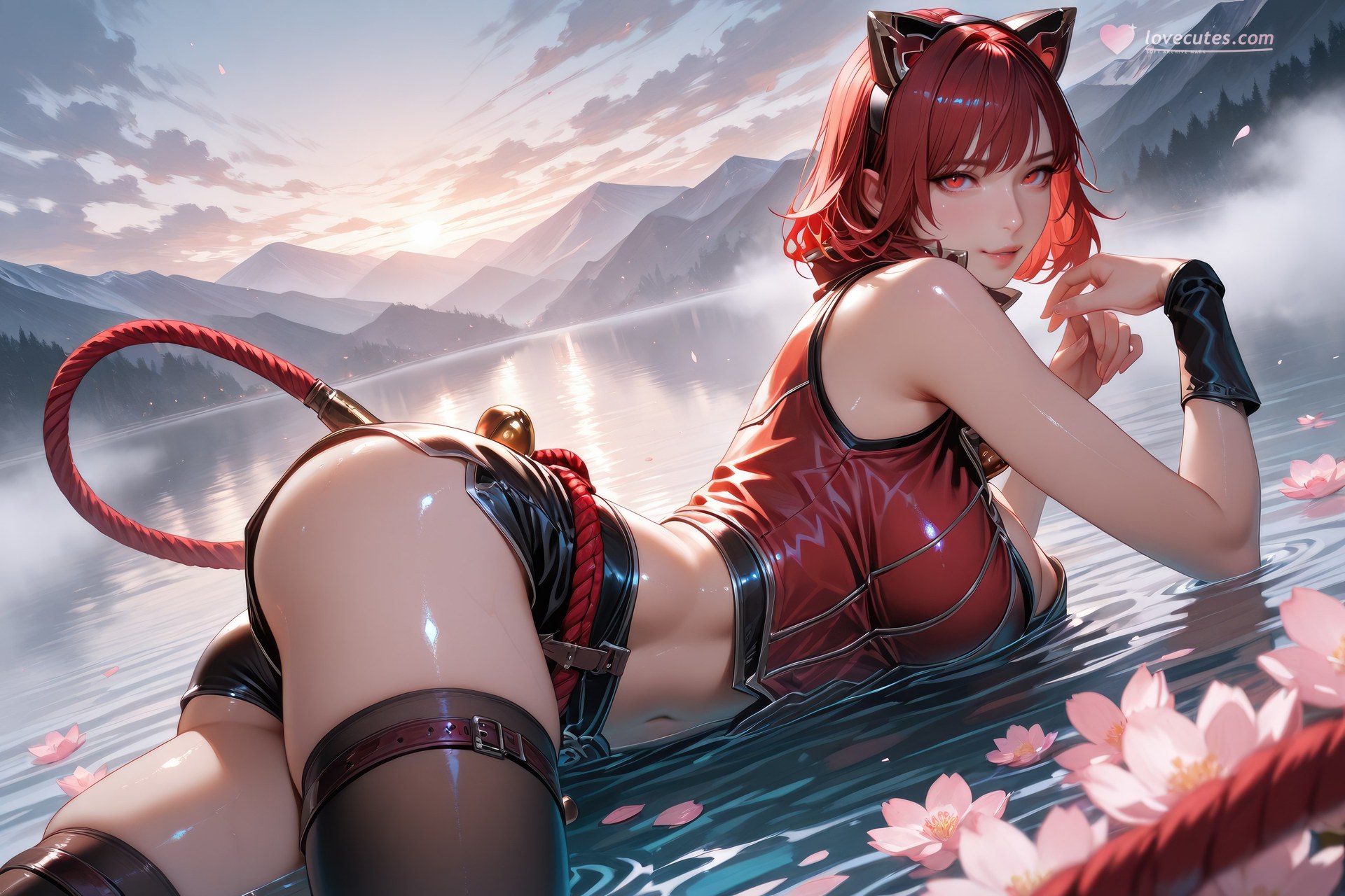 AI Generated Anime Girl - 斗罗大陆 猫女：黑丝紧身衣泳装比基尼湿身角色图集 752P