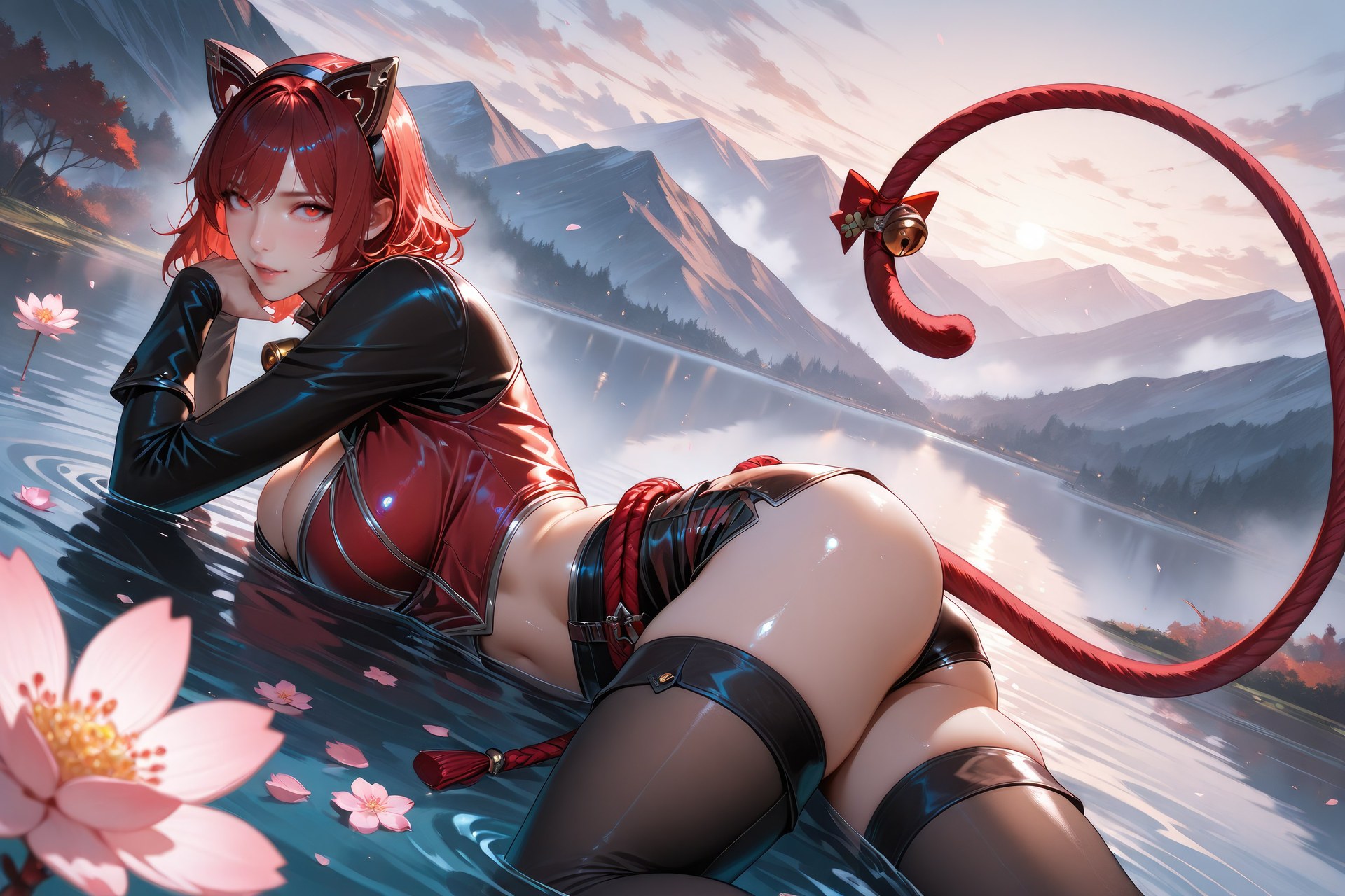 AI Generated Anime Girl - 斗罗大陆 猫女：黑丝紧身衣泳装比基尼湿身角色图集 752P