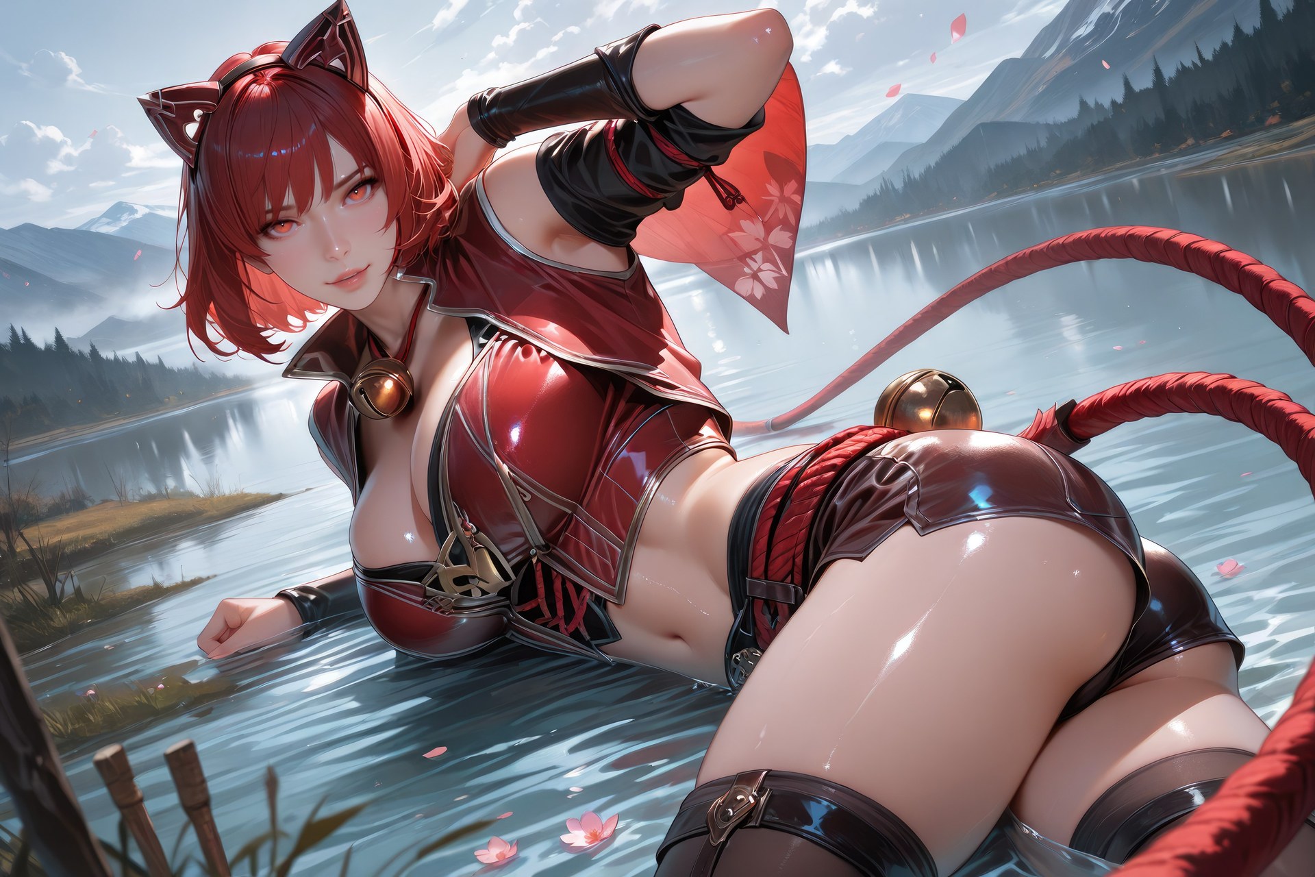 AI Generated Anime Girl - 斗罗大陆 猫女：黑丝紧身衣泳装比基尼湿身角色图集 752P