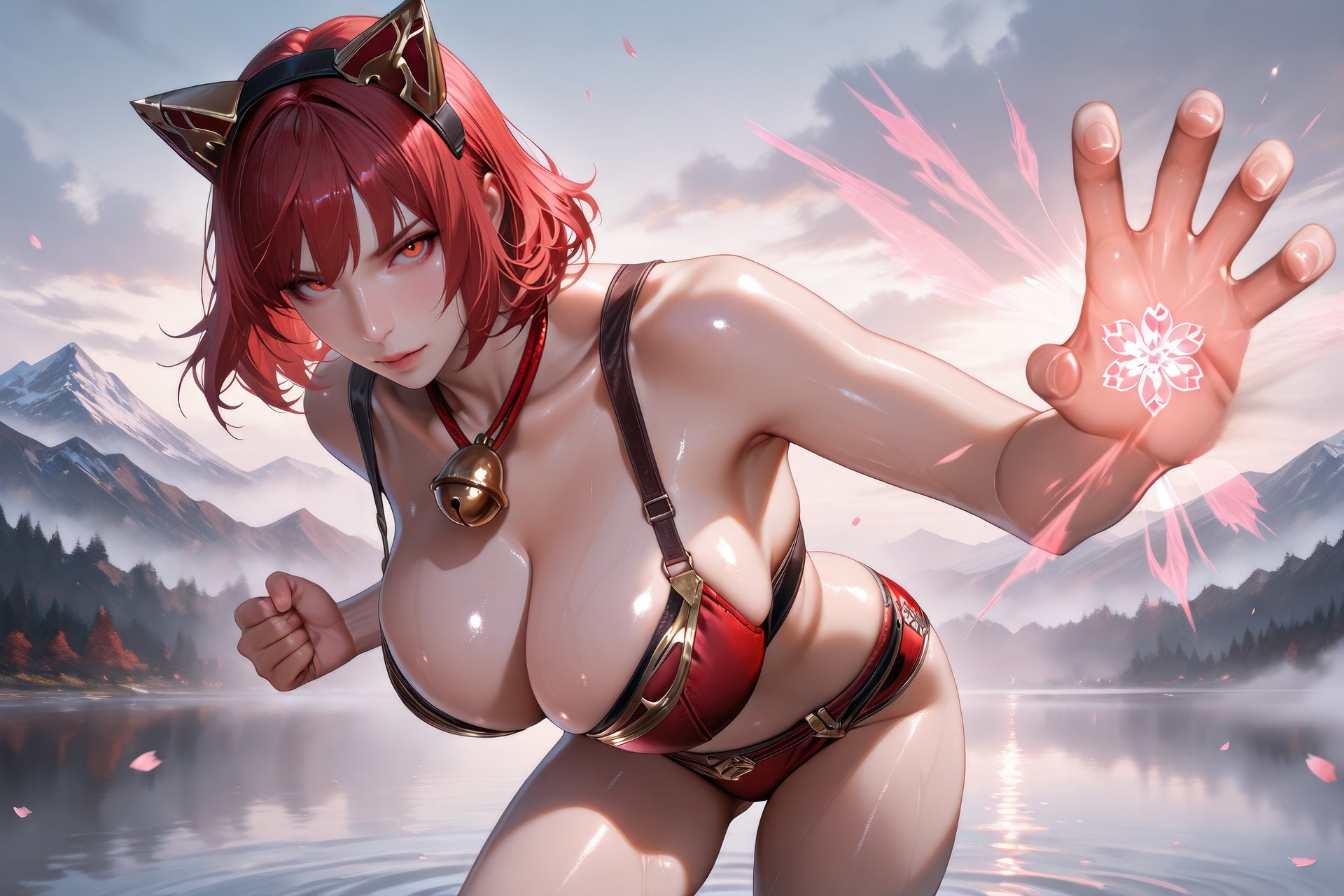 AI Generated Anime Girl - Douluo Dalu Catgirl 블랙 스타킹, 바디수트, 수영복, 비키니, 젖은 연출 AI 이미지 갤러리 752P