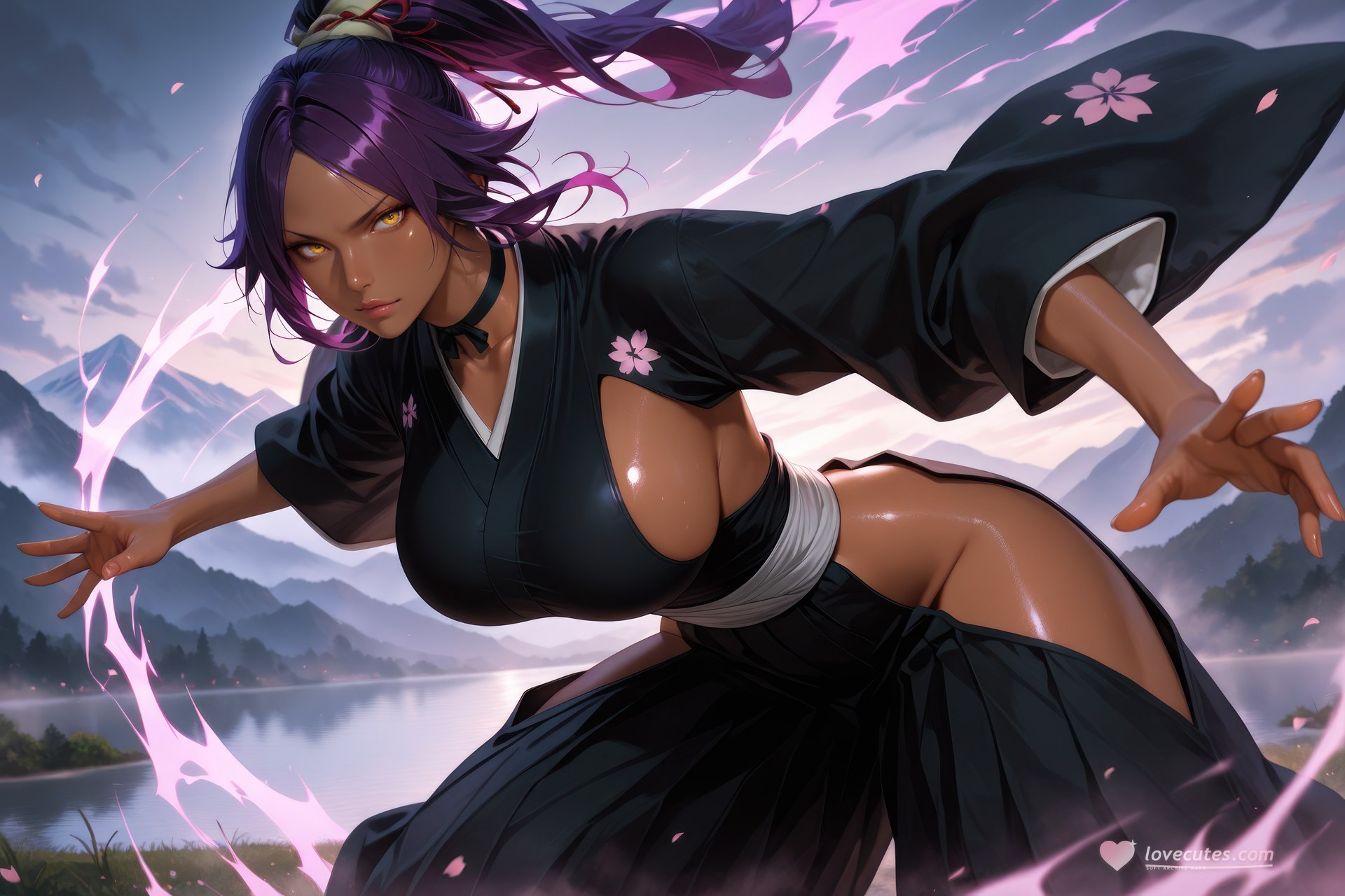 AI Generated Anime Girl - 死神 四枫院夜一：紧身衣角色图集 955P
