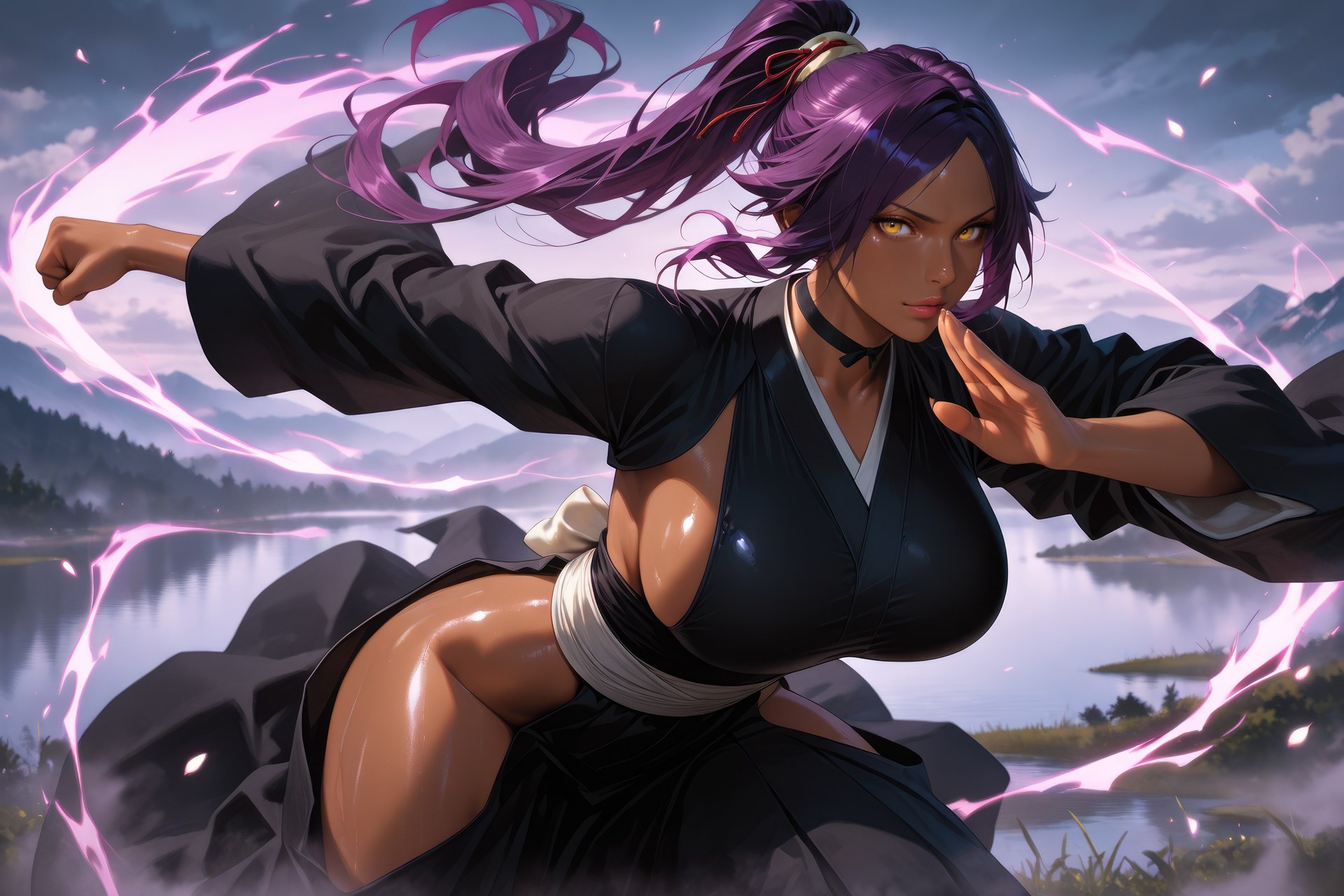 AI Generated Anime Girl - 死神 四枫院夜一：紧身衣角色图集 955P