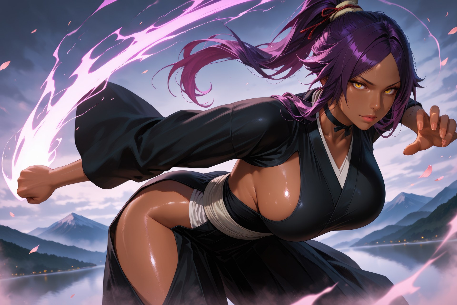 AI Generated Anime Girl - 死神 四枫院夜一：紧身衣角色图集 955P