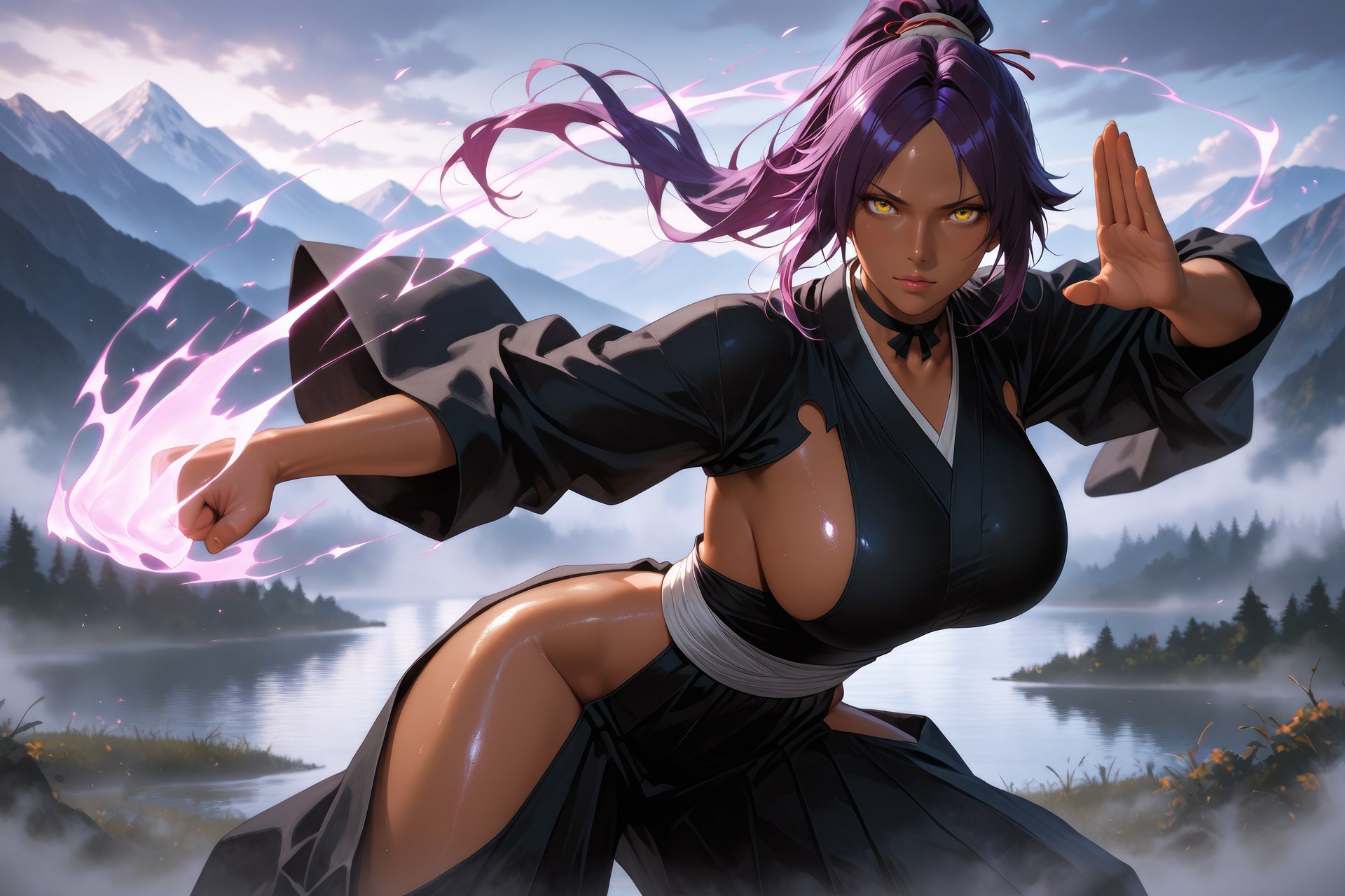 AI Generated Anime Girl - 死神 四枫院夜一：紧身衣角色图集 955P
