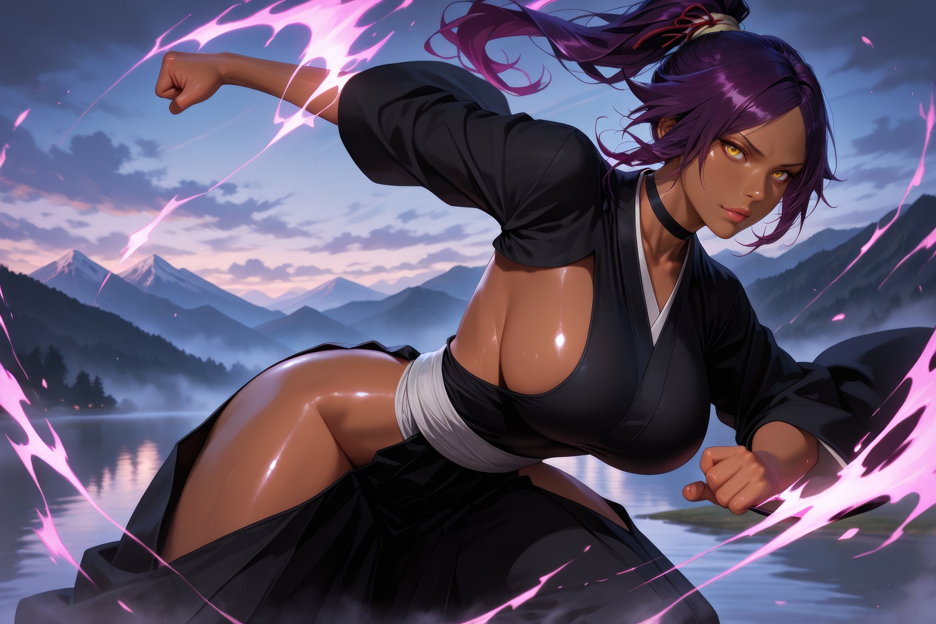 AI Generated Anime Girl - 死神 四枫院夜一：紧身衣角色图集 955P