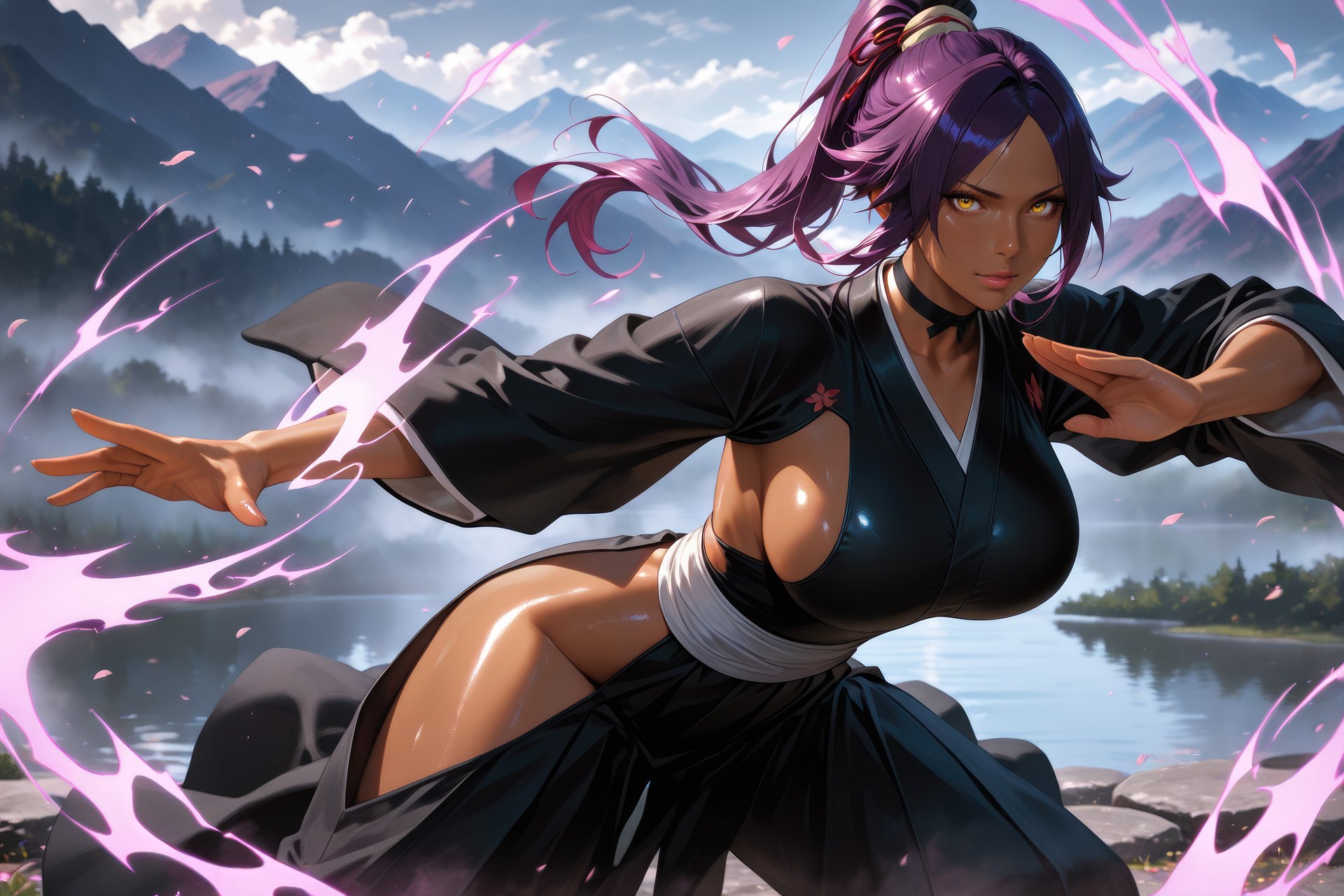 AI Generated Anime Girl - 死神 四枫院夜一：紧身衣角色图集 955P