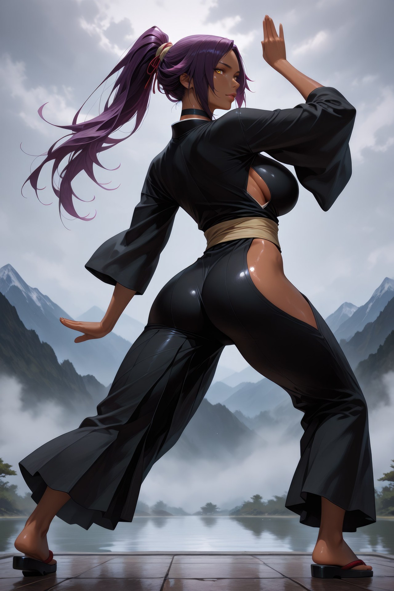AI Generated Anime Girl - 死神 四枫院夜一：紧身衣角色图集 955P