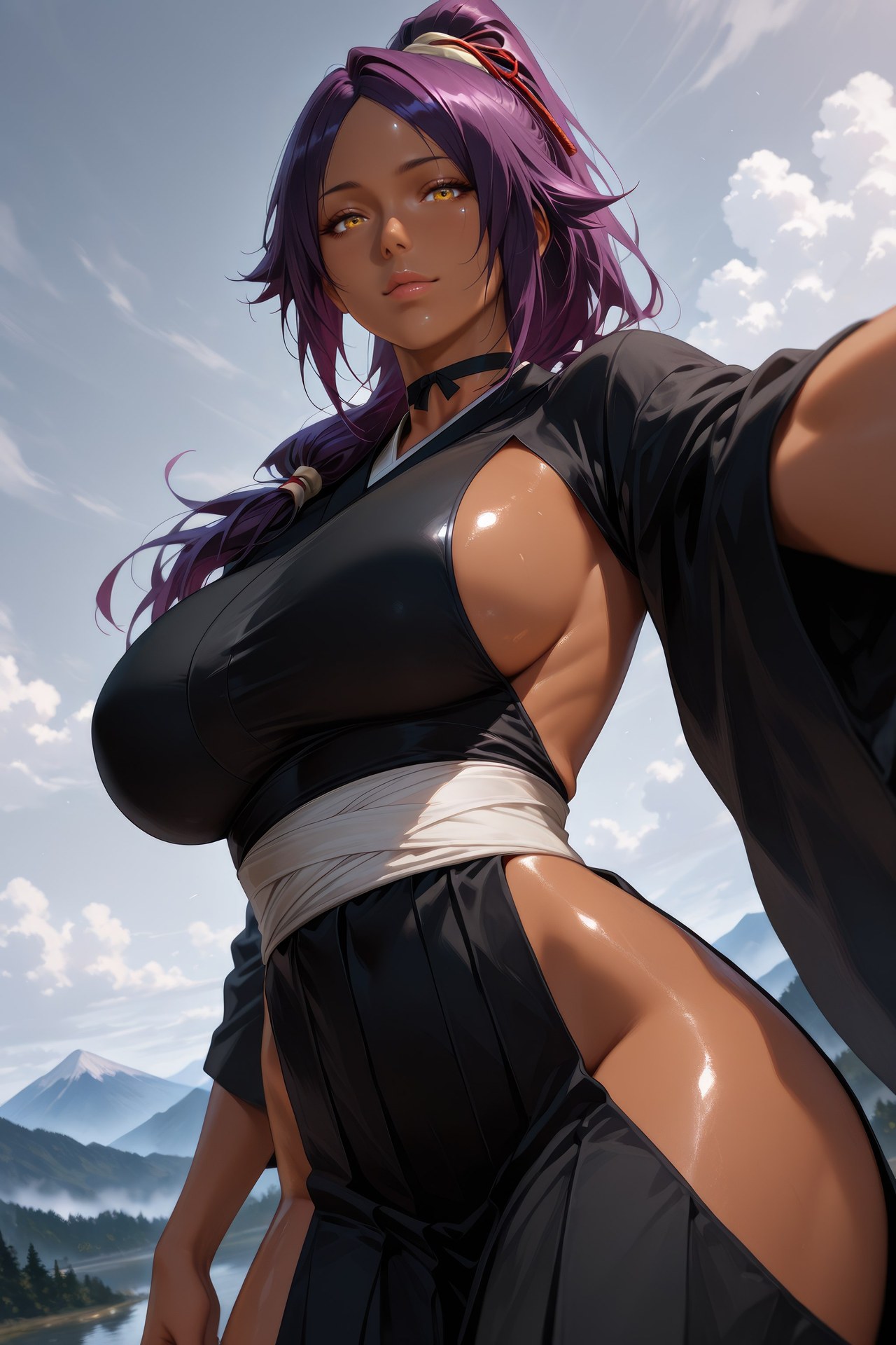 AI Generated Anime Girl - 死神 四枫院夜一：紧身衣角色图集 955P