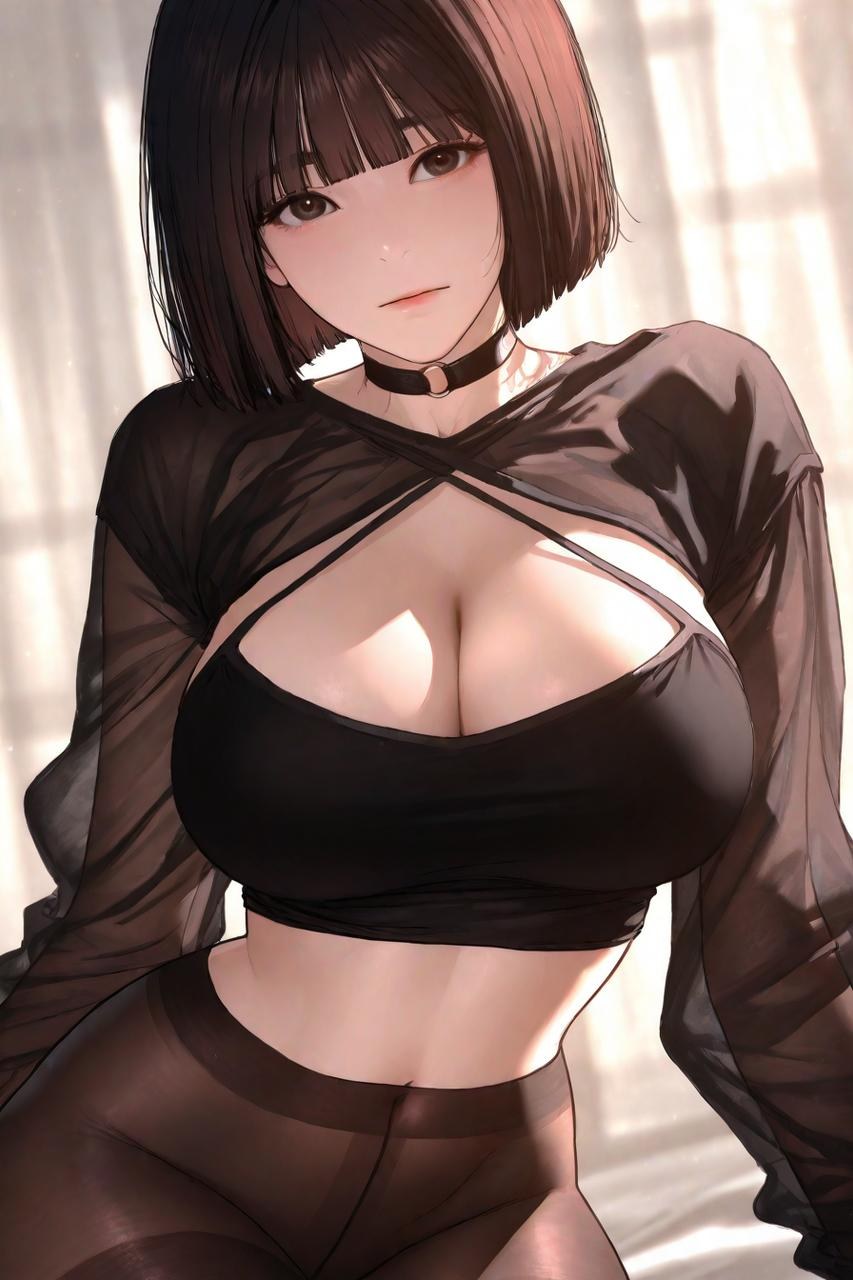 AI Porn - Gaeul Lee 블랙 스타킹, 레이스 란제리, 바디수트, 젖은 연출, 노출 누드 AI 이미지 갤러리 235P