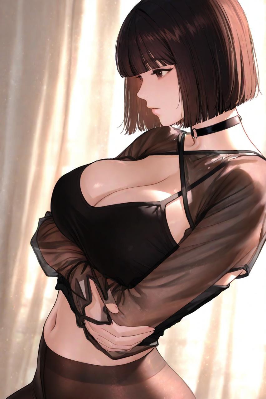 AI Porn - Gaeul Lee 블랙 스타킹, 레이스 란제리, 바디수트, 젖은 연출, 노출 누드 AI 이미지 갤러리 235P