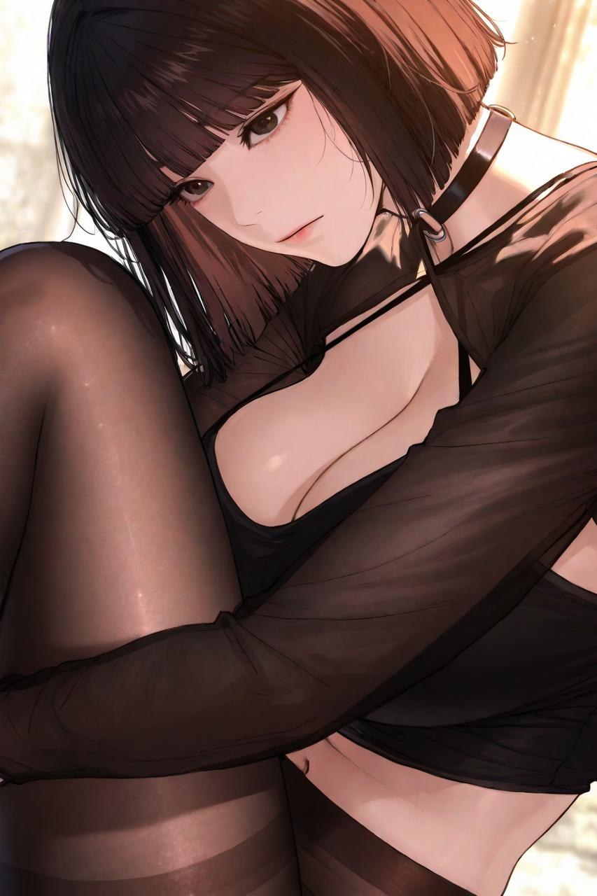 AI Porn - Gaeul Lee 블랙 스타킹, 레이스 란제리, 바디수트, 젖은 연출, 노출 누드 AI 이미지 갤러리 235P