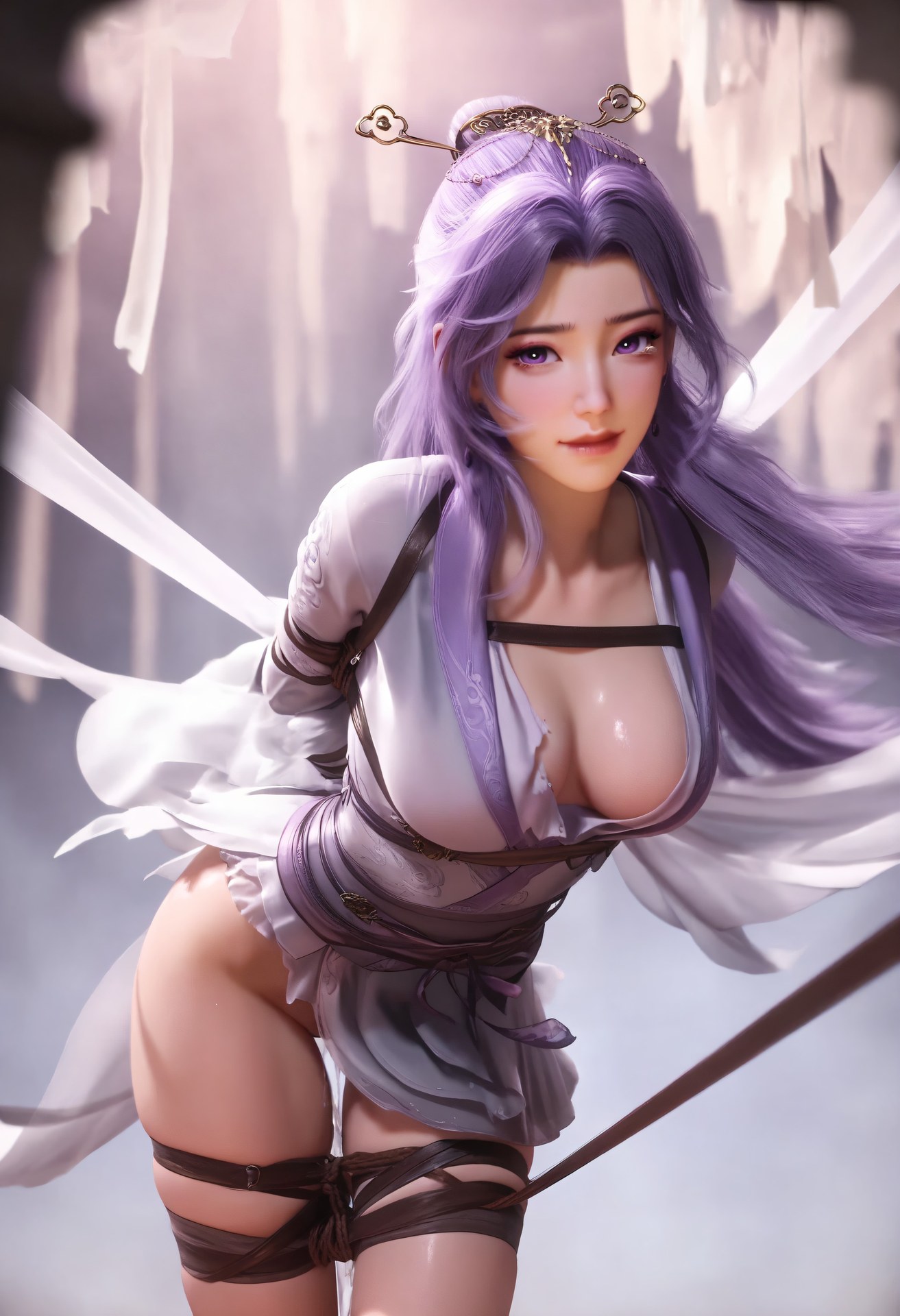 AI Porn - 云霄：白丝蕾丝内衣湿身露穴成人向图集 132P