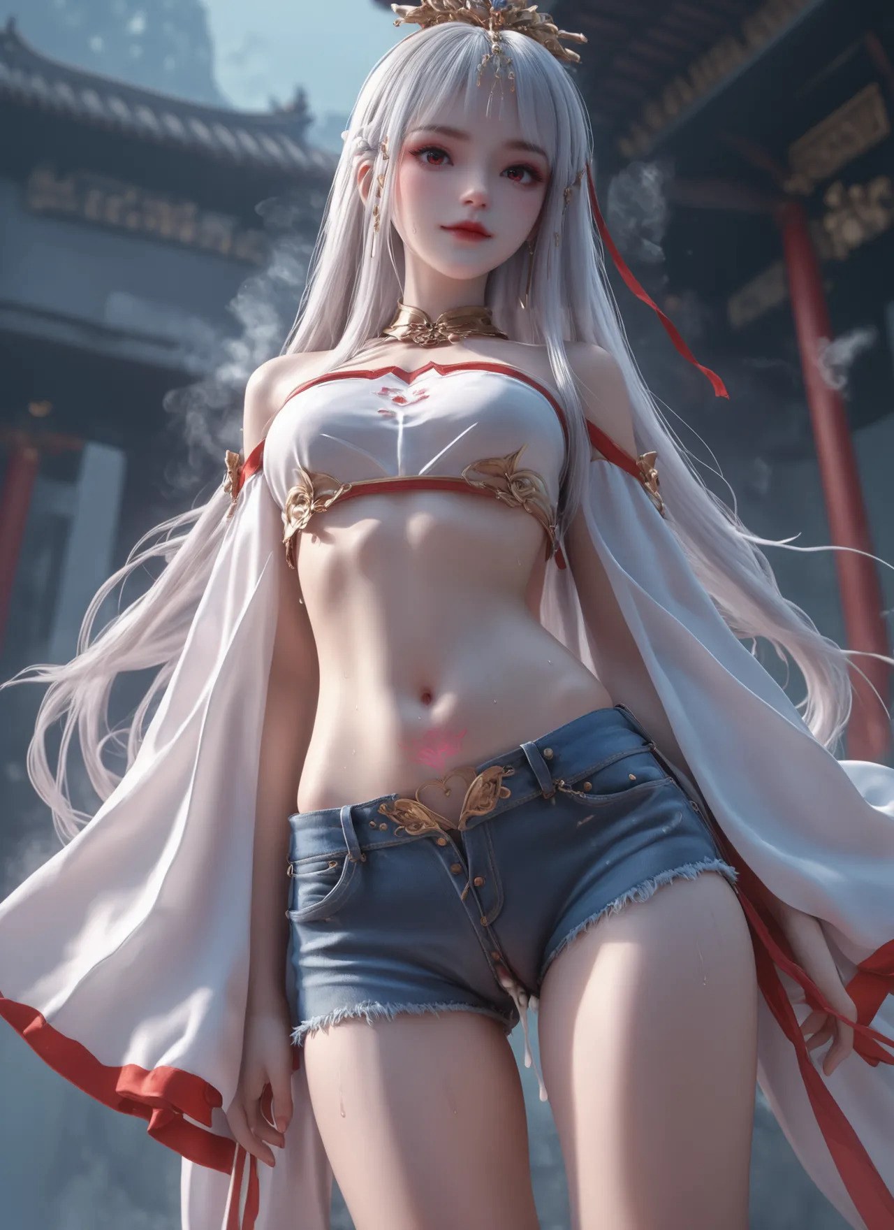 AI Porn - 擬真寫實 雪山素女：蕾絲內衣露穴成人向圖集 60P