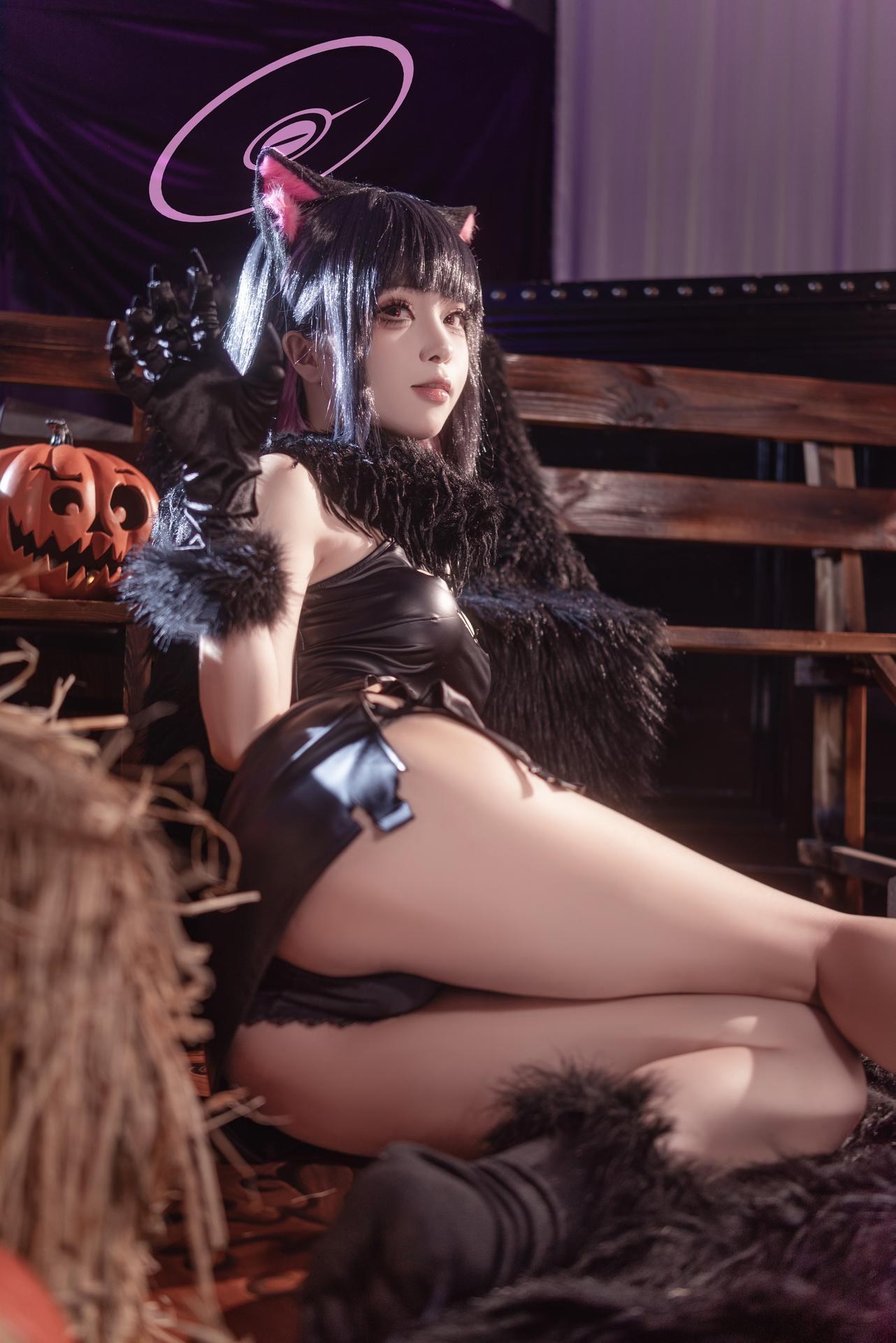 [cosplay] 矢量鱼 - 蔚蓝档案 杏山和纱万圣节：猫耳万圣节角色還原 34P