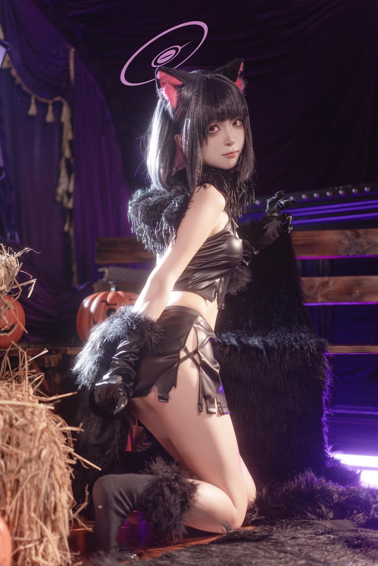 [cosplay] 矢量鱼 - 蔚蓝档案 杏山和纱万圣节：猫耳万圣节角色还原 34P
