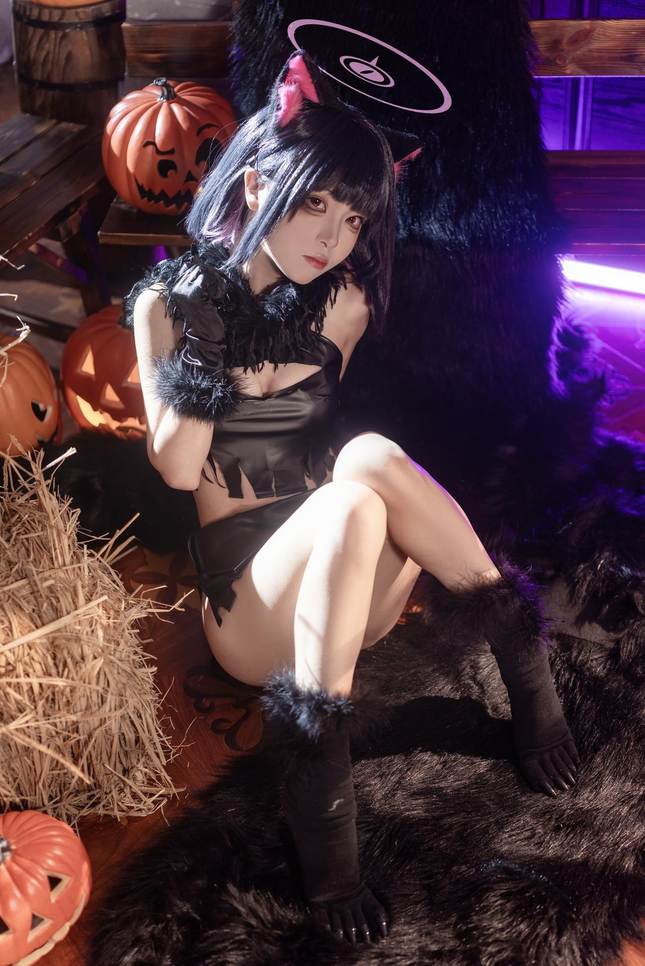 [cosplay] 矢量鱼 - 蔚蓝档案 杏山和纱万圣节：猫耳万圣节角色还原 34P