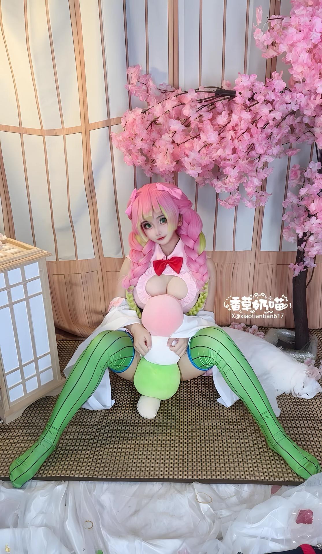[cosplay] 香草奶喵 - 鬼灭之刃 甘露寺蜜璃典藏版：粉綠長髮恋柱还原 204P71V