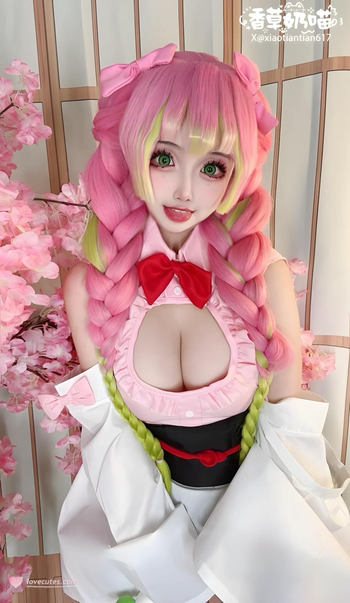 [cosplay] 香草奶喵 - 鬼灭之刃 甘露寺蜜璃典藏版：粉綠長髮恋柱还原 204P71V