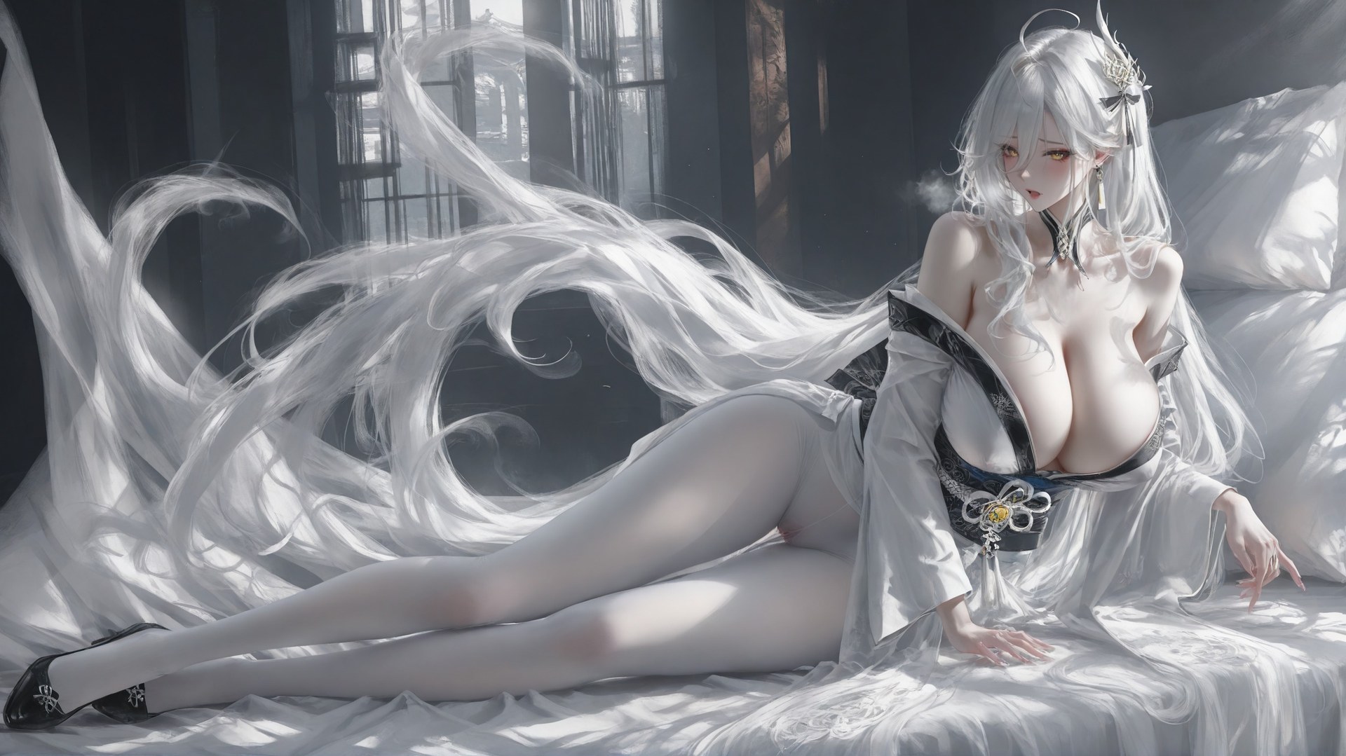 AI Porn - アズールレーン 白鳳 白ストッキング、ボディスーツ、露出ヌード AI画像ギャラリー 302P