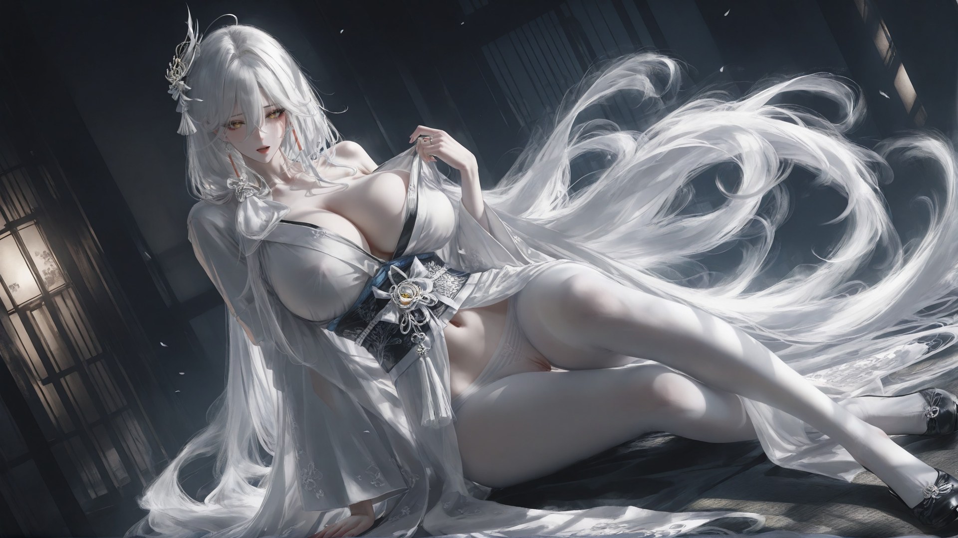 AI Porn - アズールレーン 白鳳 白ストッキング、ボディスーツ、露出ヌード AI画像ギャラリー 302P