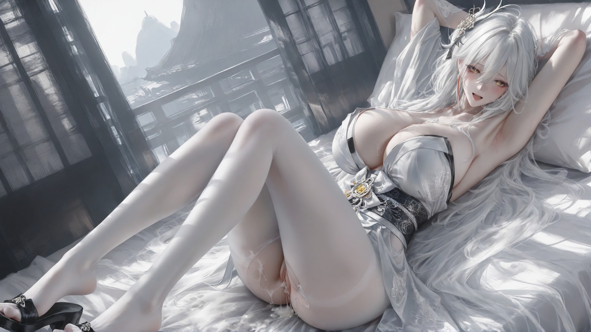 AI Porn - Azur Lane Hakuhou 화이트 스타킹, 바디수트, 노출 누드 AI 이미지 갤러리 302P