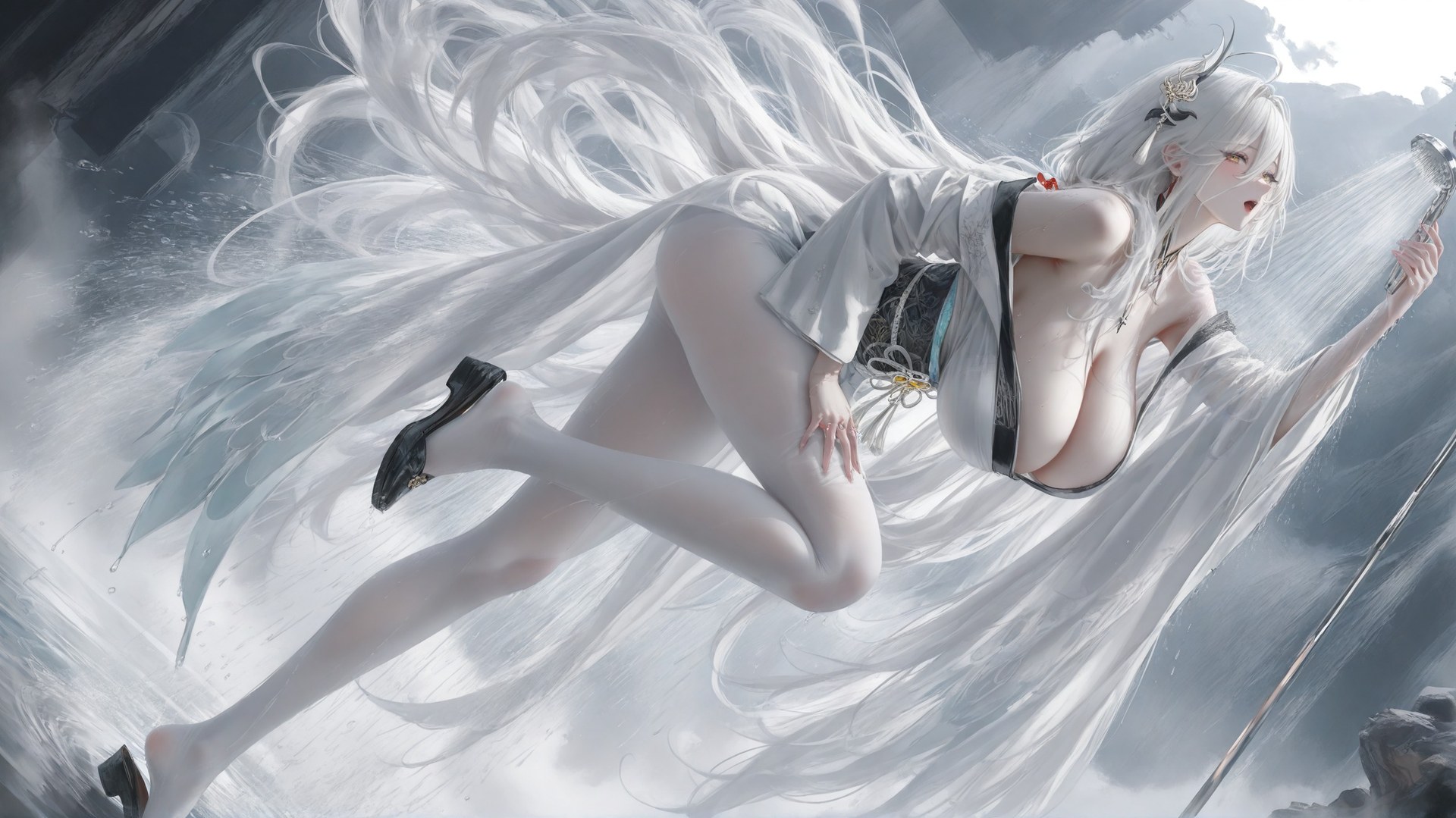 AI Porn - Azur Lane Hakuhou 화이트 스타킹, 바디수트, 노출 누드 AI 이미지 갤러리 302P