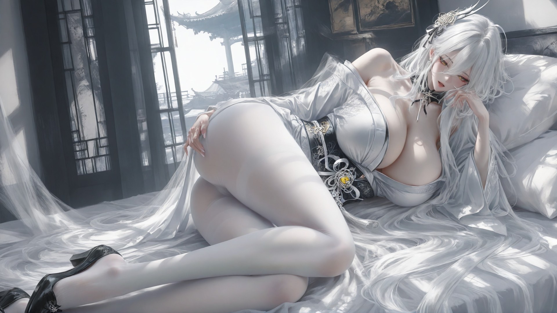 AI Porn - Azur Lane Hakuhou 화이트 스타킹, 바디수트, 노출 누드 AI 이미지 갤러리 302P