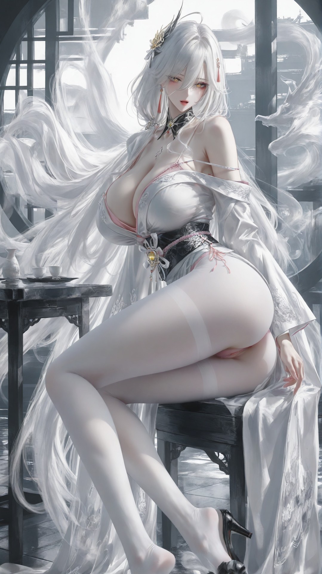 AI Porn - アズールレーン 白鳳 白ストッキング、ボディスーツ、露出ヌード AI画像ギャラリー 302P
