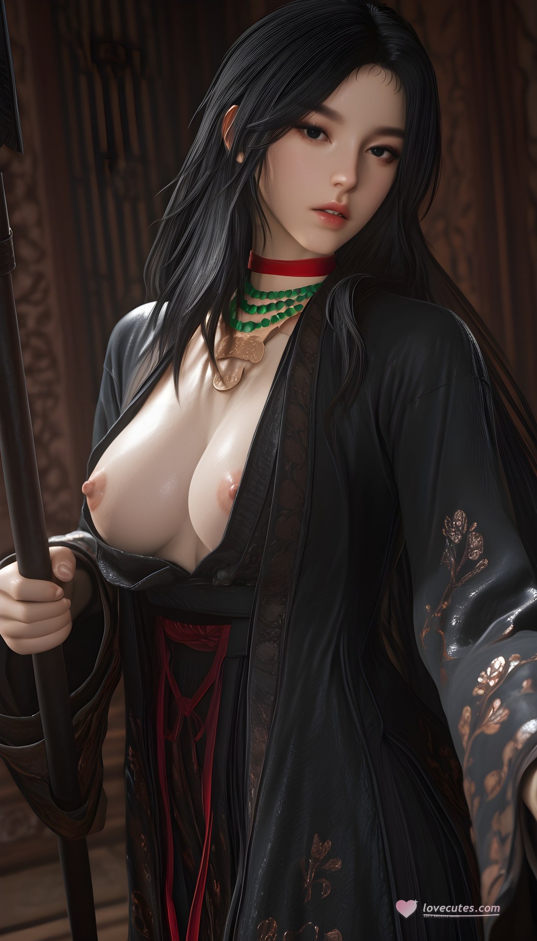 AI Porn - Where Winds Meet Qianye bodysuit, wet-look styling, explicit nude detail AI Adult Gallery 562P