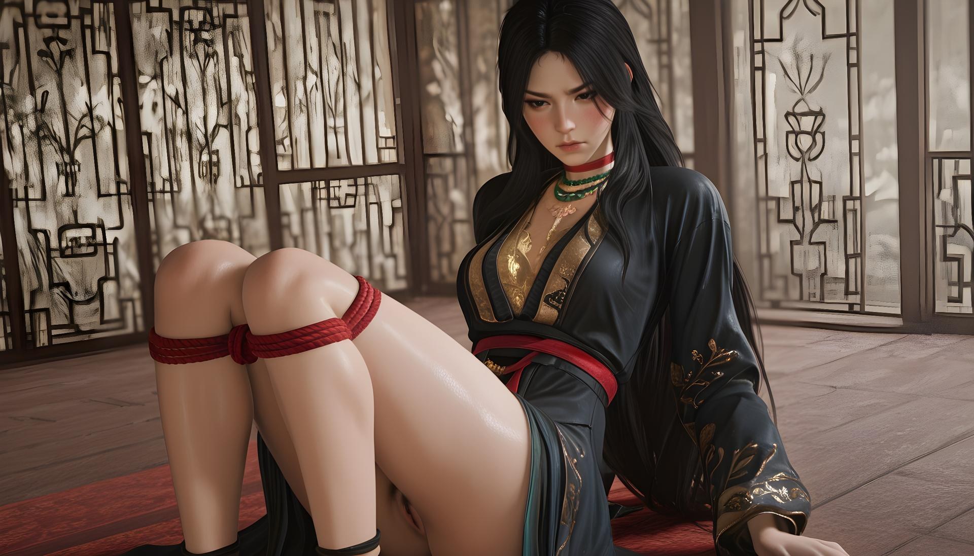 AI Porn - 燕雲十六聲 千夜 ボディスーツ、濡れ感、露出ヌード AI画像ギャラリー 562P