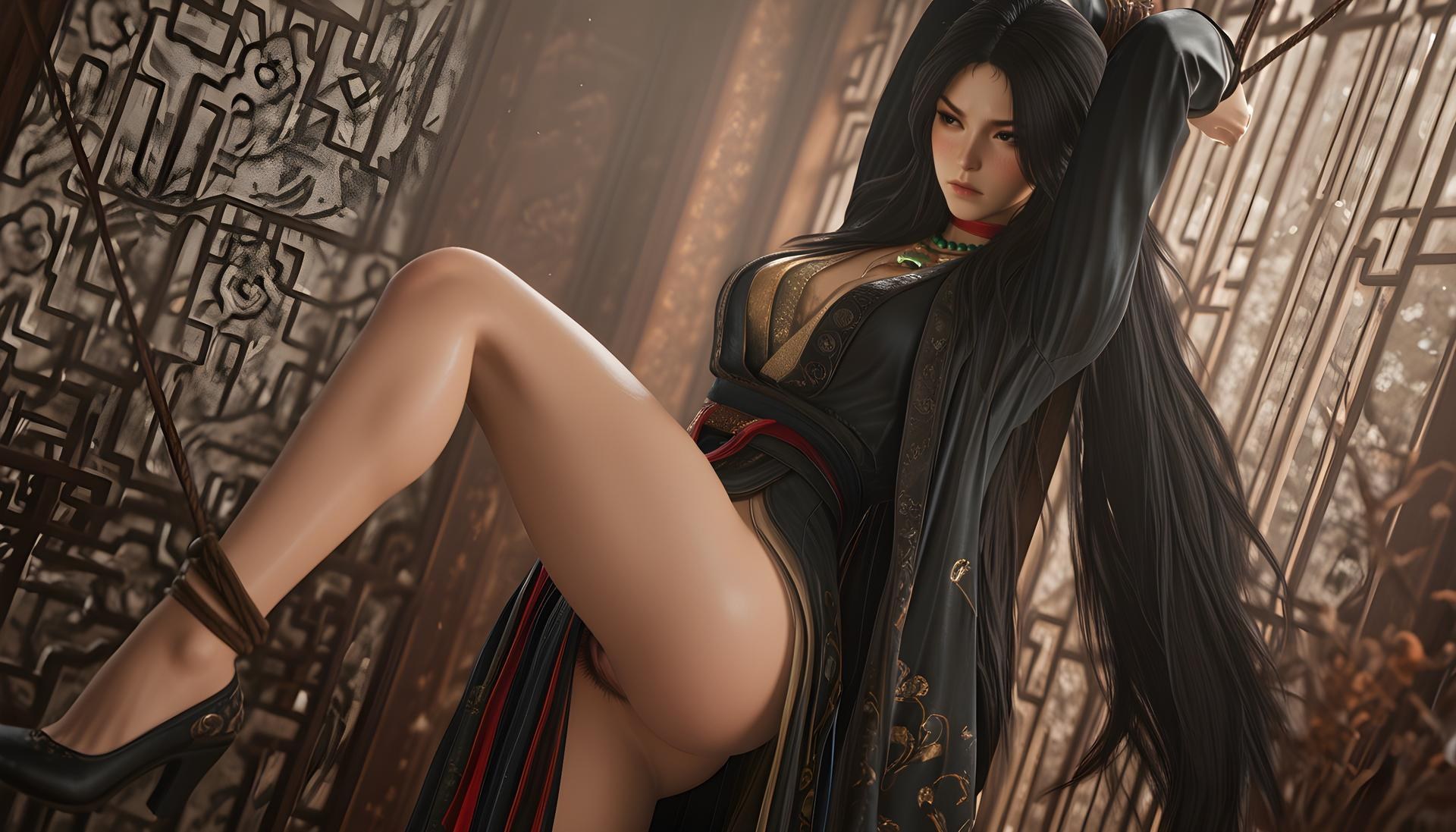 AI Porn - 燕雲十六聲 千夜 ボディスーツ、濡れ感、露出ヌード AI画像ギャラリー 562P
