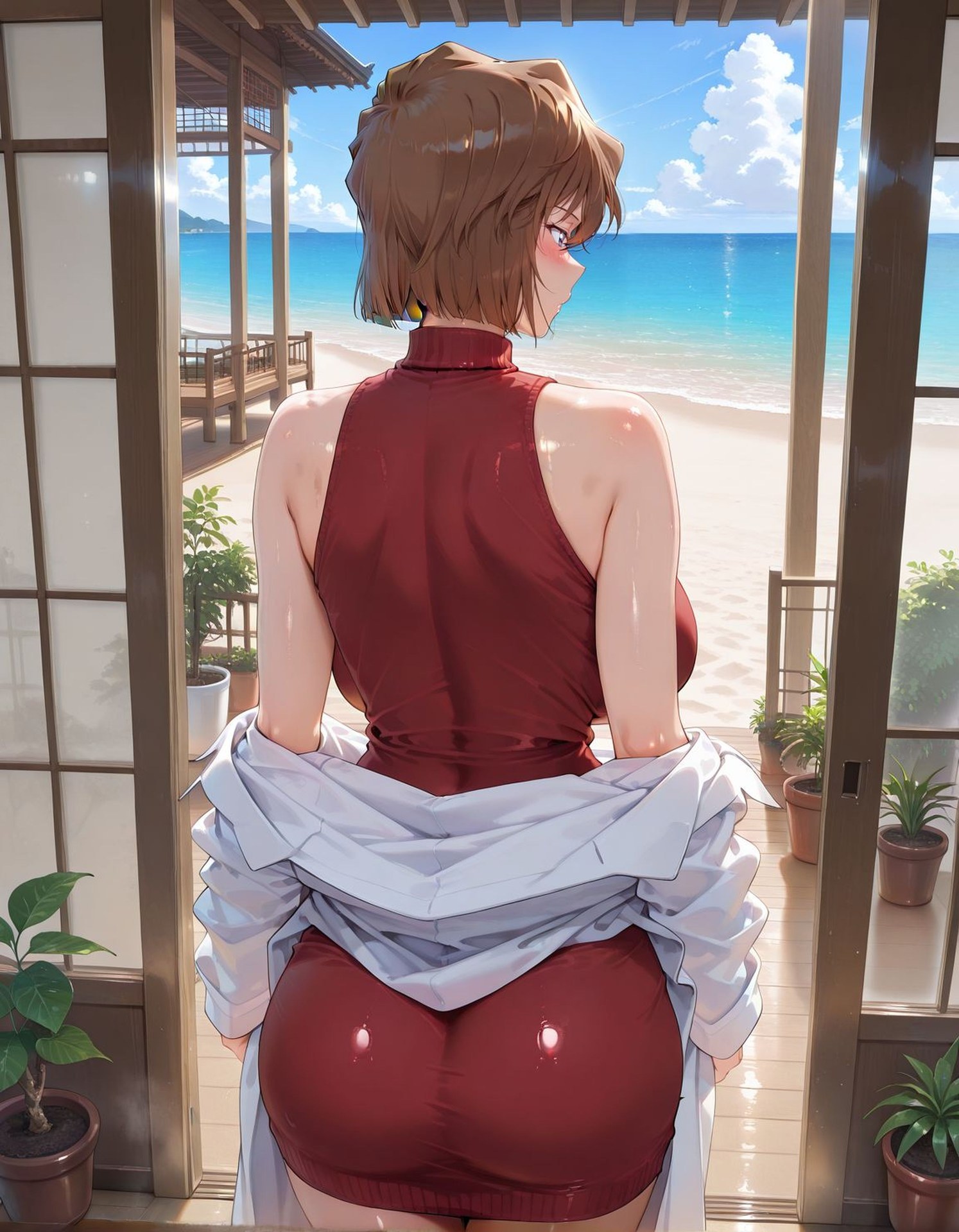 AI Generated Anime Girl - Detective Conan Ai Haibara Shiho Miyano ชายหาด ชุดว่ายน้ำ แกลเลอรี AI 170P