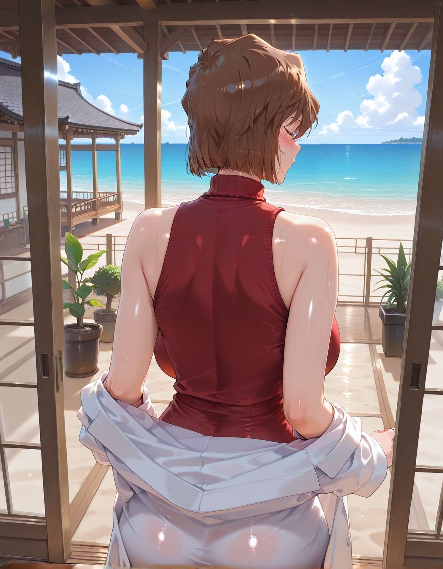 AI Generated Anime Girl - Detective Conan Ai Haibara Shiho Miyano ชายหาด ชุดว่ายน้ำ แกลเลอรี AI 170P