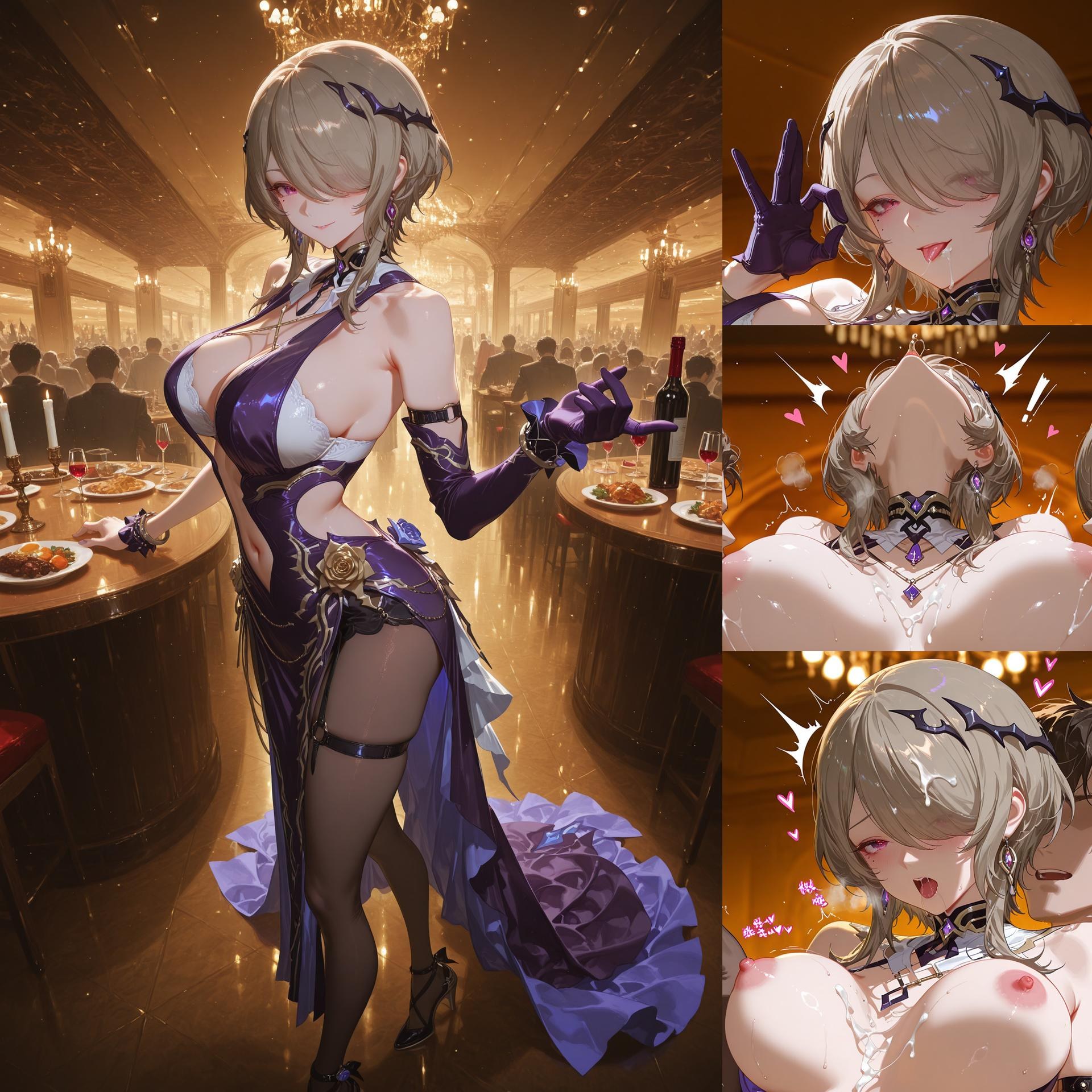 AI Porn - JiongBaotai 블랙 스타킹 레이스 란제리 바디수트 젖은 연출 AI 이미지 갤러리 84P