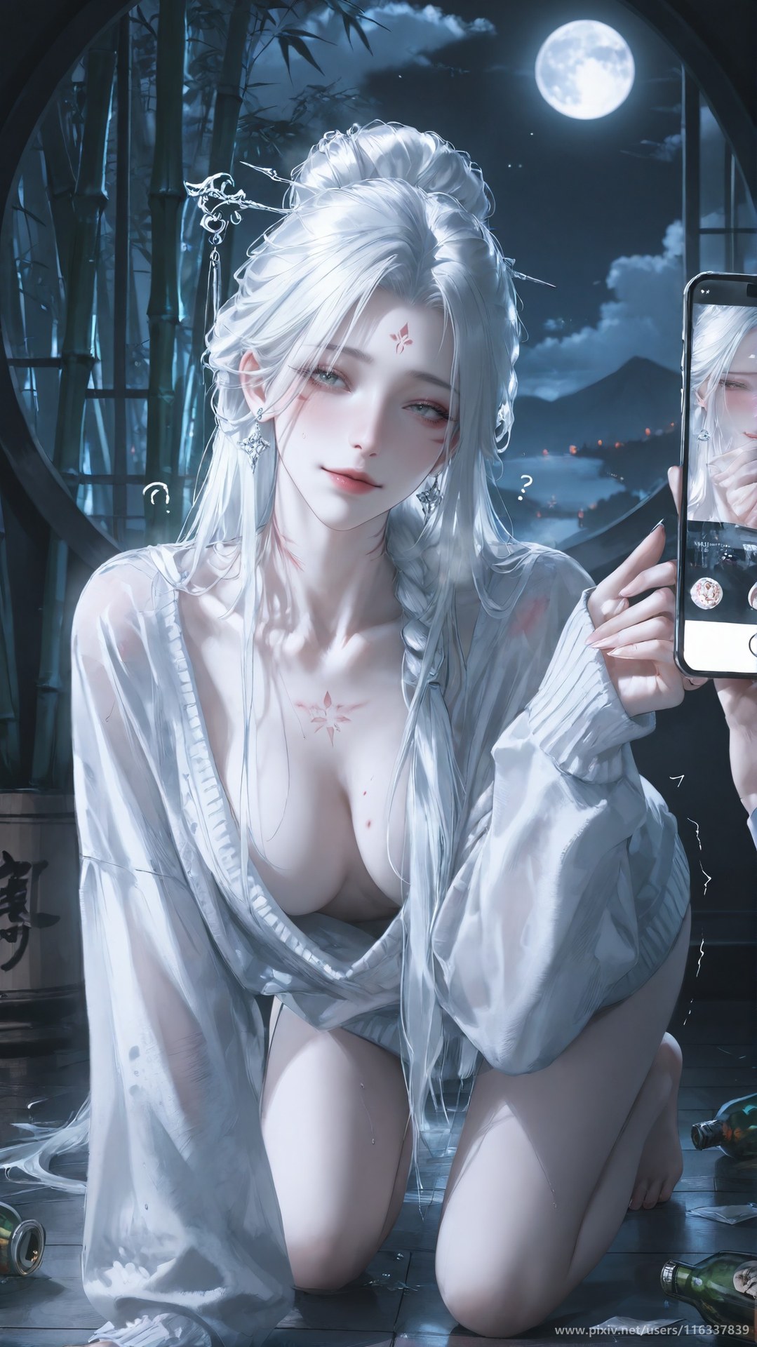 AI Nudes - 太極八荒 竹林夜色小白：蕾絲內衣緊身衣白虎角色圖集 234P