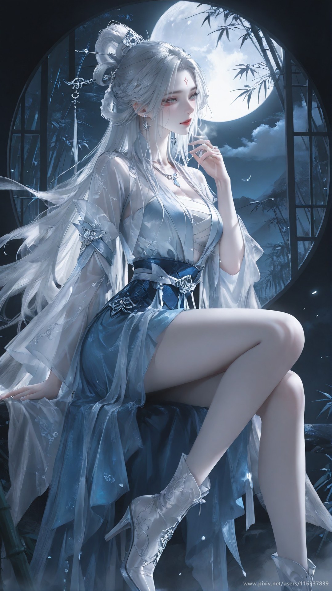 AI Nudes - 太極八荒 竹林夜色小白：蕾絲內衣緊身衣白虎角色圖集 234P