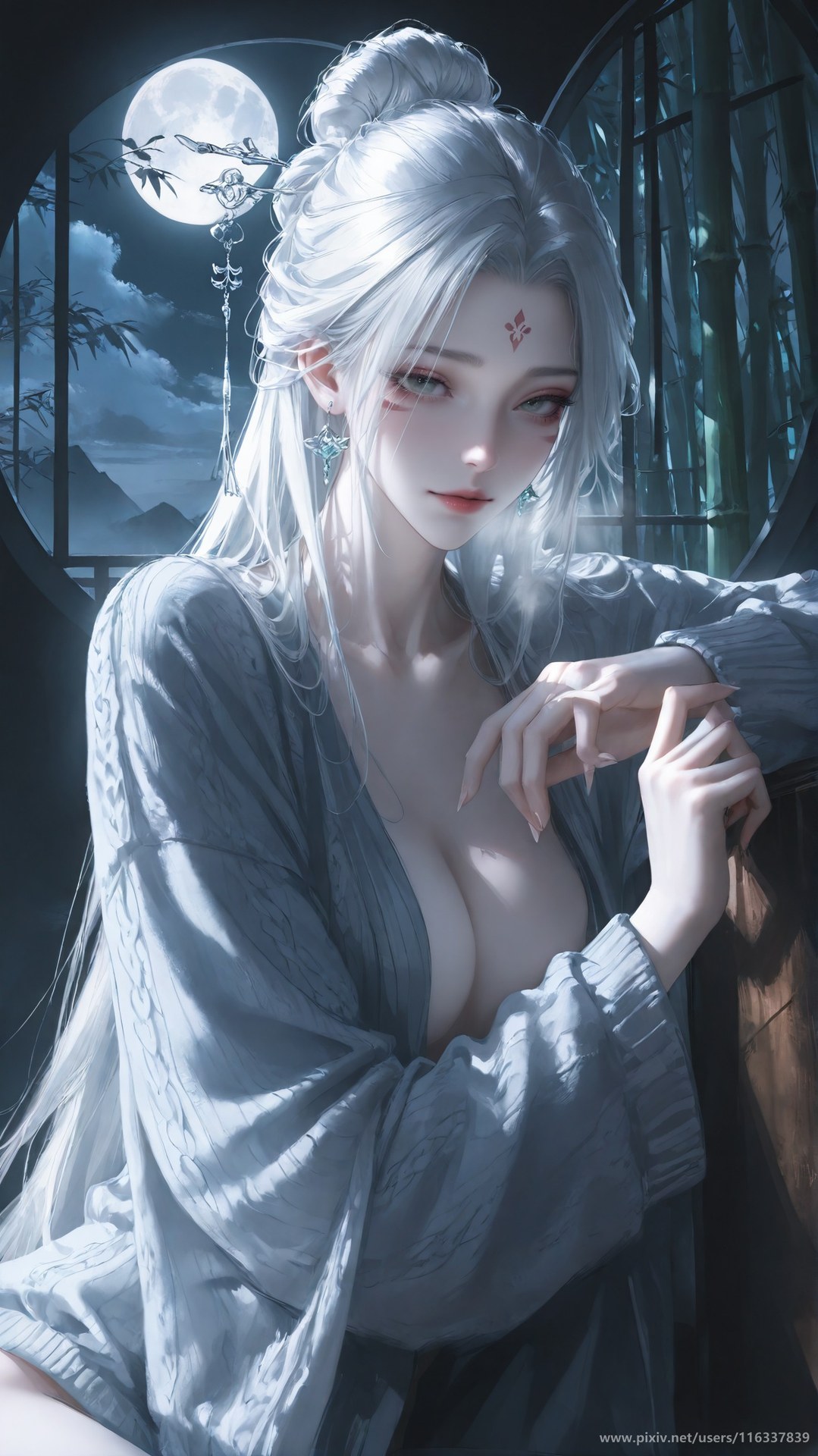 AI Nudes - 太極八荒 竹林夜色小白 レースランジェリー ボディスーツ トップレス AI画像ギャラリー 234P