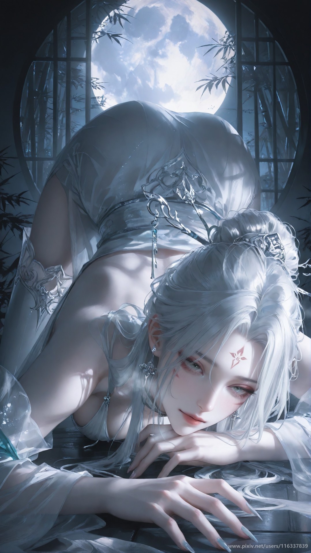 AI Nudes - 太極八荒 竹林夜色小白 レースランジェリー ボディスーツ トップレス AI画像ギャラリー 234P