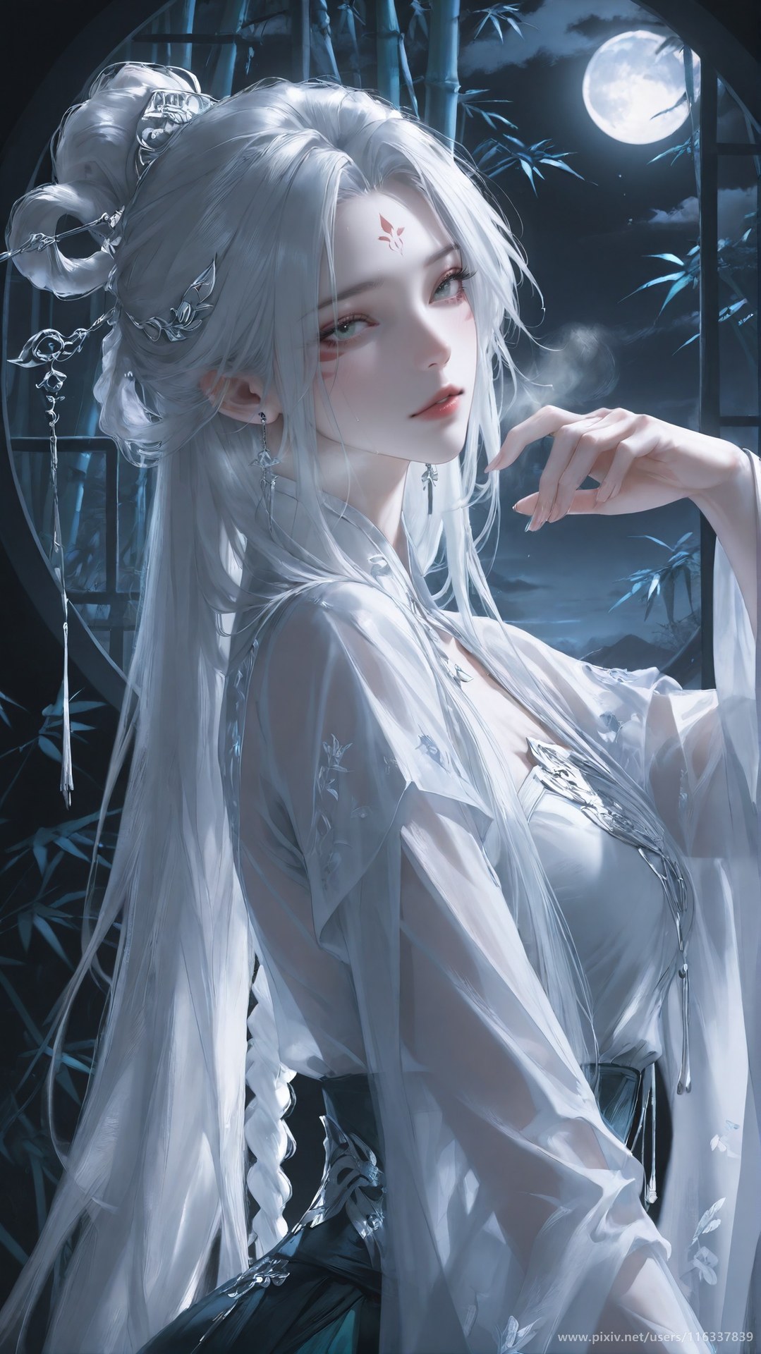 AI Nudes - 太極八荒 竹林夜色小白 レースランジェリー ボディスーツ トップレス AI画像ギャラリー 234P