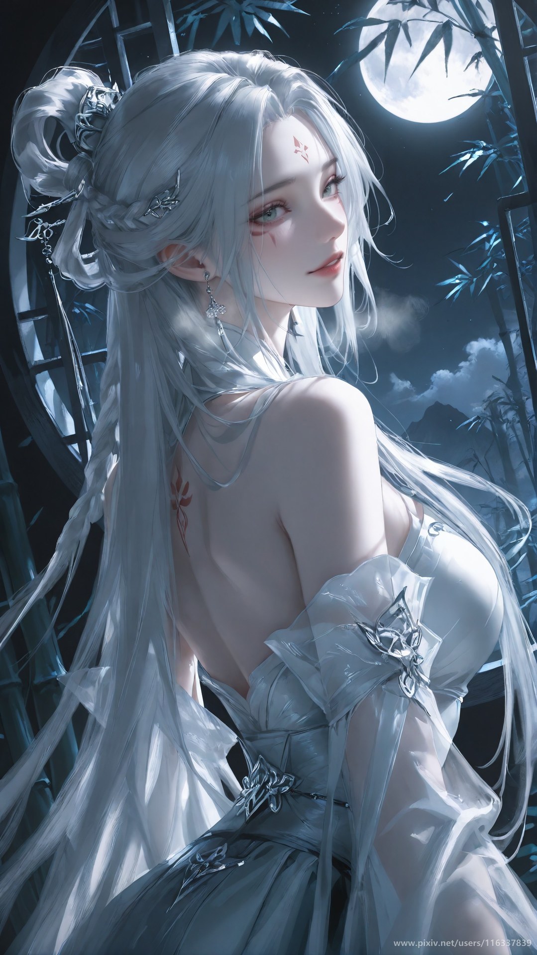 AI Nudes - 太極八荒 竹林夜色小白 レースランジェリー ボディスーツ トップレス AI画像ギャラリー 234P
