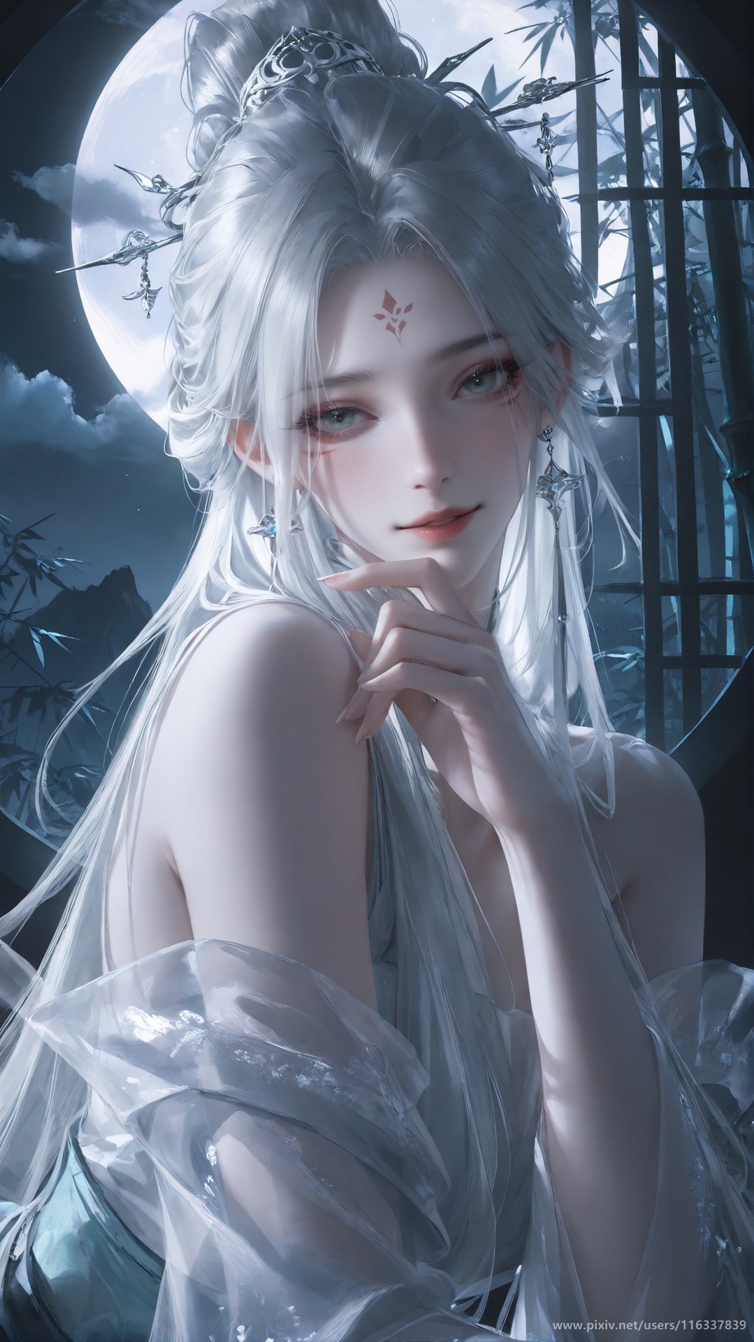 AI Nudes - 太極八荒 竹林夜色小白 レースランジェリー ボディスーツ トップレス AI画像ギャラリー 234P