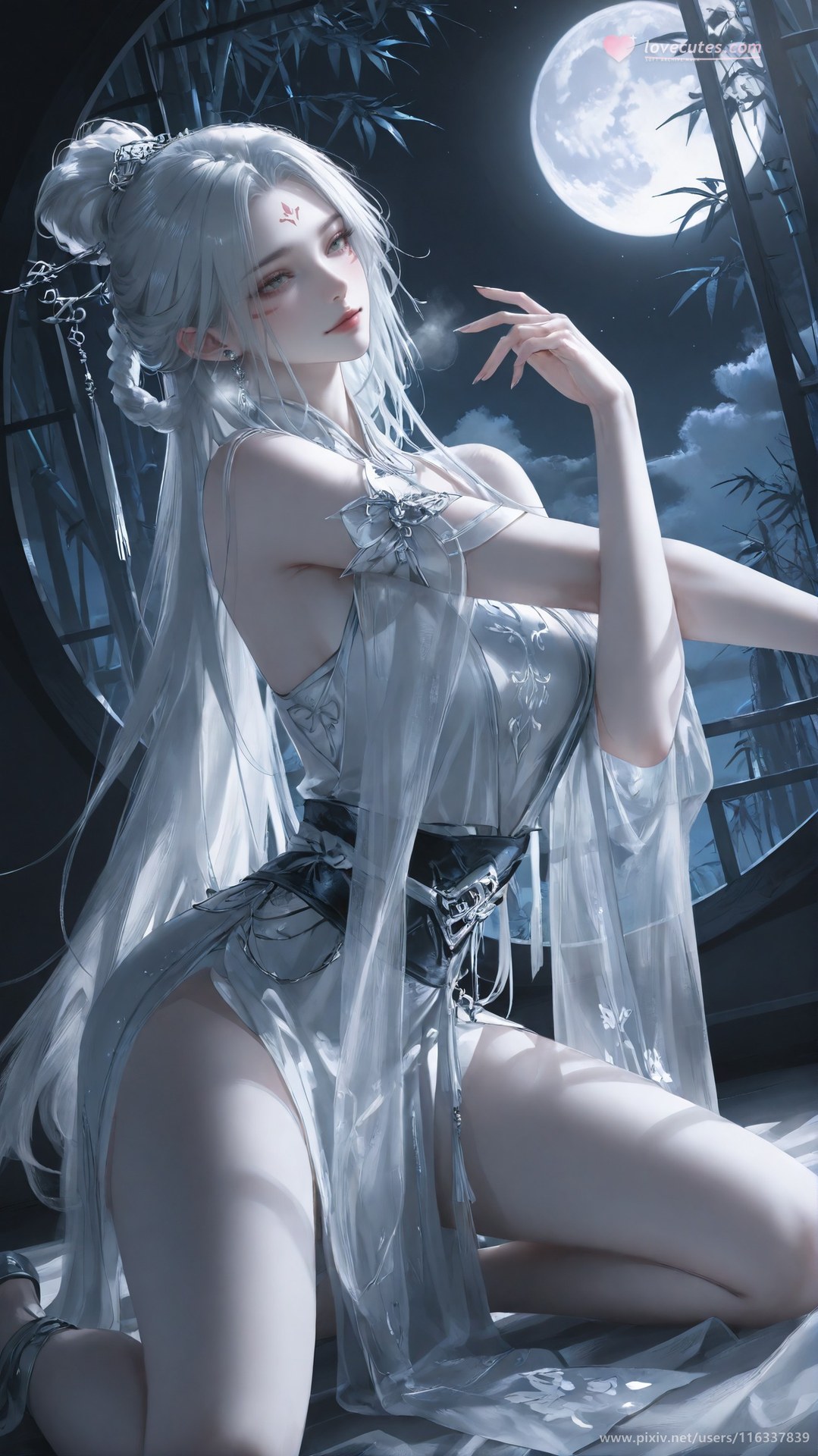 AI Nudes - 太極八荒 竹林夜色小白 レースランジェリー ボディスーツ トップレス AI画像ギャラリー 234P