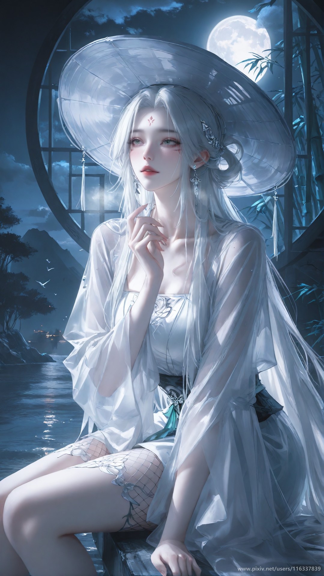 AI Nudes - 太極八荒 竹林夜色小白 レースランジェリー ボディスーツ トップレス AI画像ギャラリー 234P