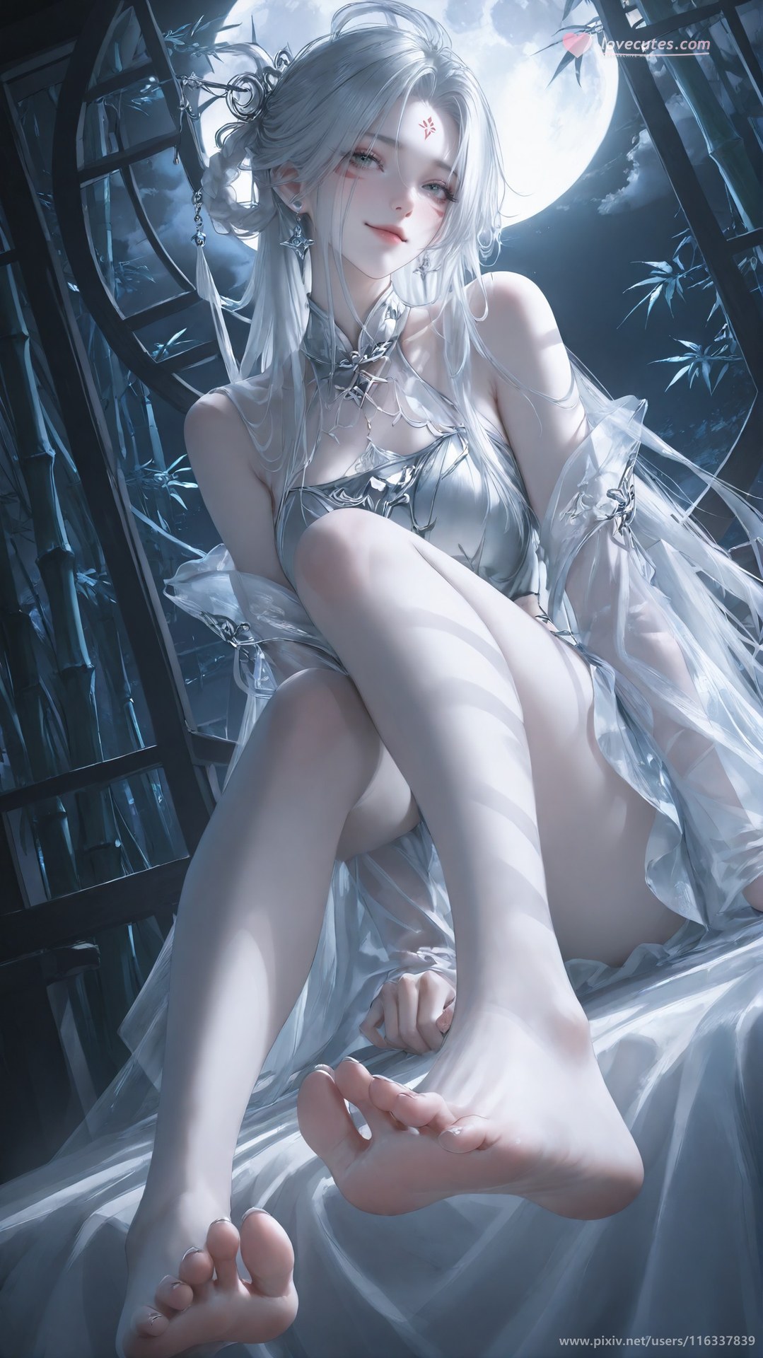 AI Nudes - 太極八荒 竹林夜色小白 レースランジェリー ボディスーツ トップレス AI画像ギャラリー 234P